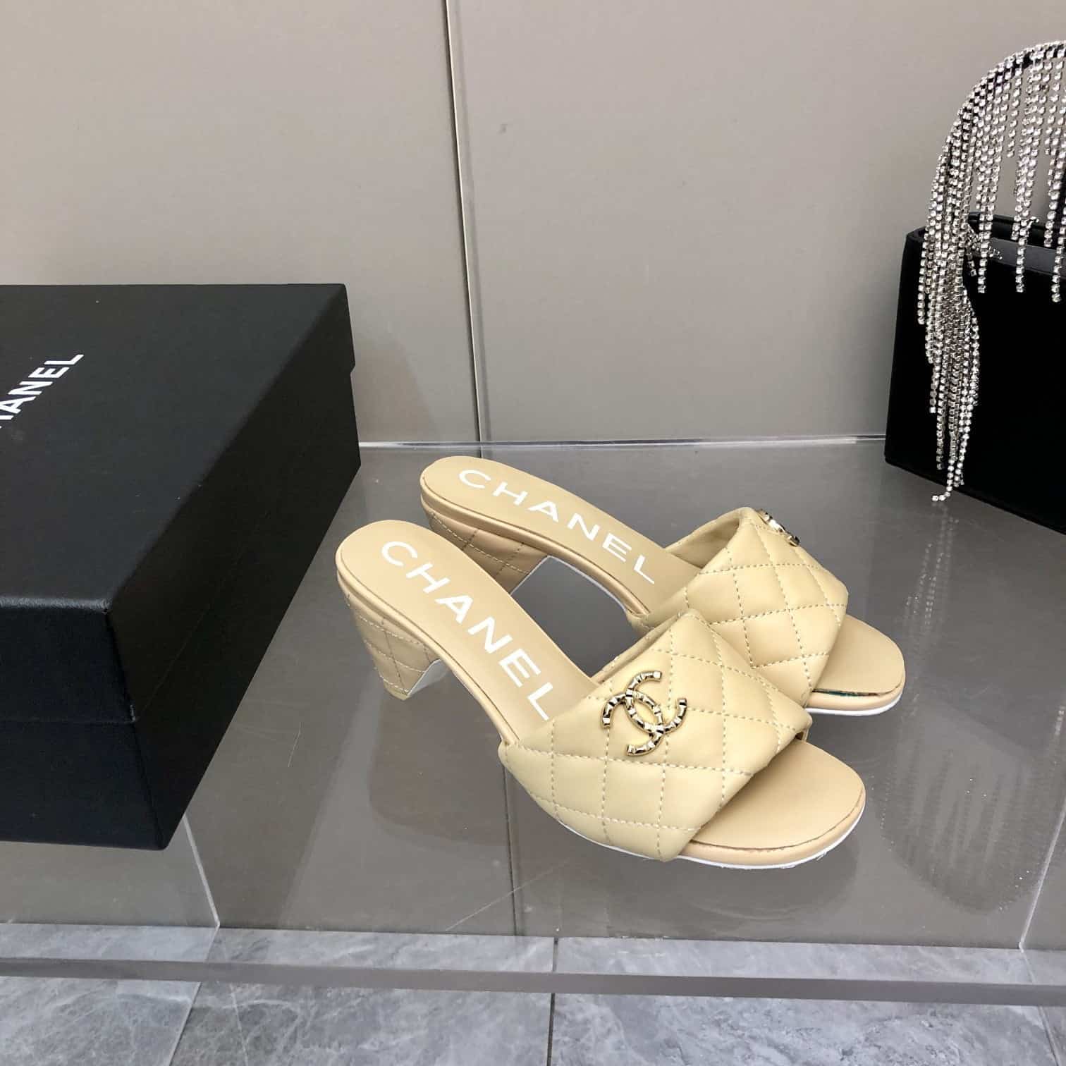 (1:1 replica) Chanel Mules Yellow For Women, Women s Shoes 2.4in/6.2cm G38820 X01000 0N314