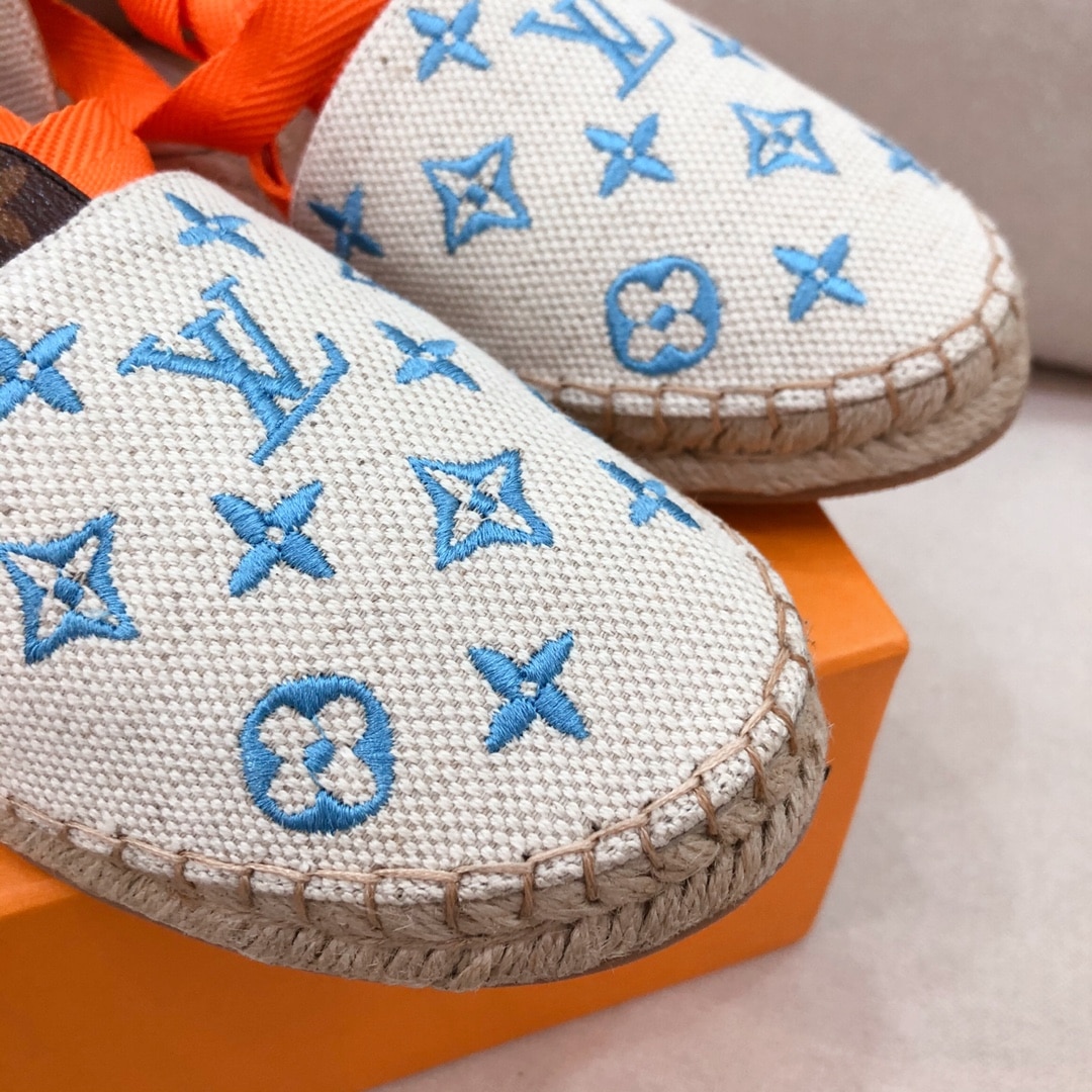 (1:1 replica) Louis Vuitton Women s Starboard Flat Espadrille Blue For Women LV