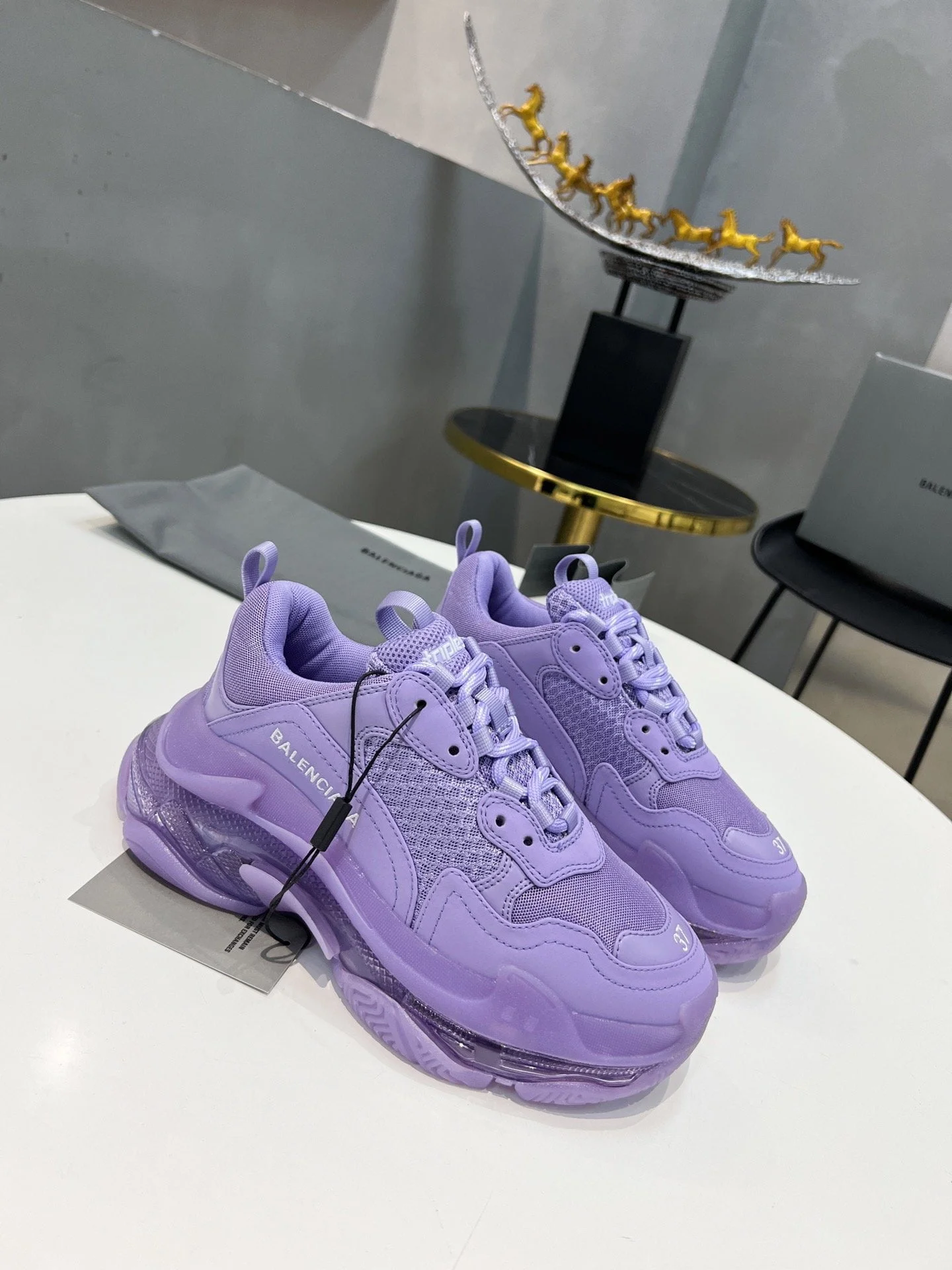 (1:1 replica) Balenciaga Triple S Trainers Clear Sole Blue For Women