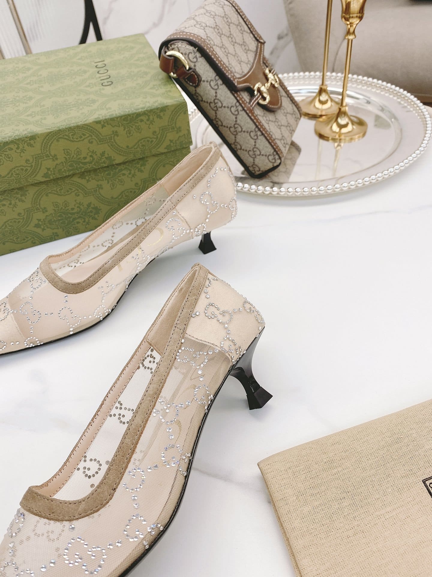 (1:1 replica) Gucci Women s Pump By Canvas Fabric Beige For Women GG