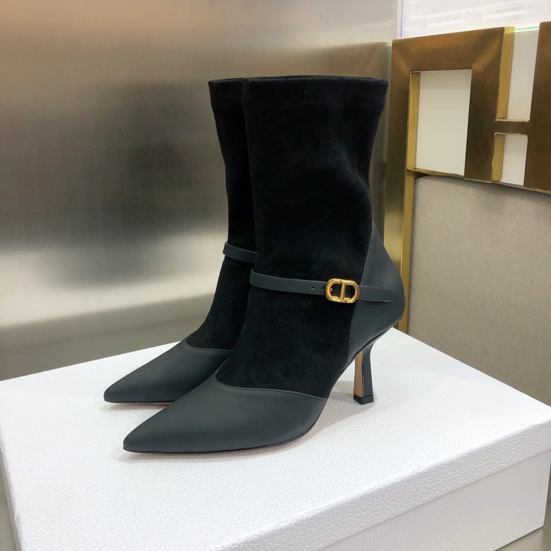 (1:1 replica) Christian Dior Attract Heeled Ankle Boot Black For Women CD