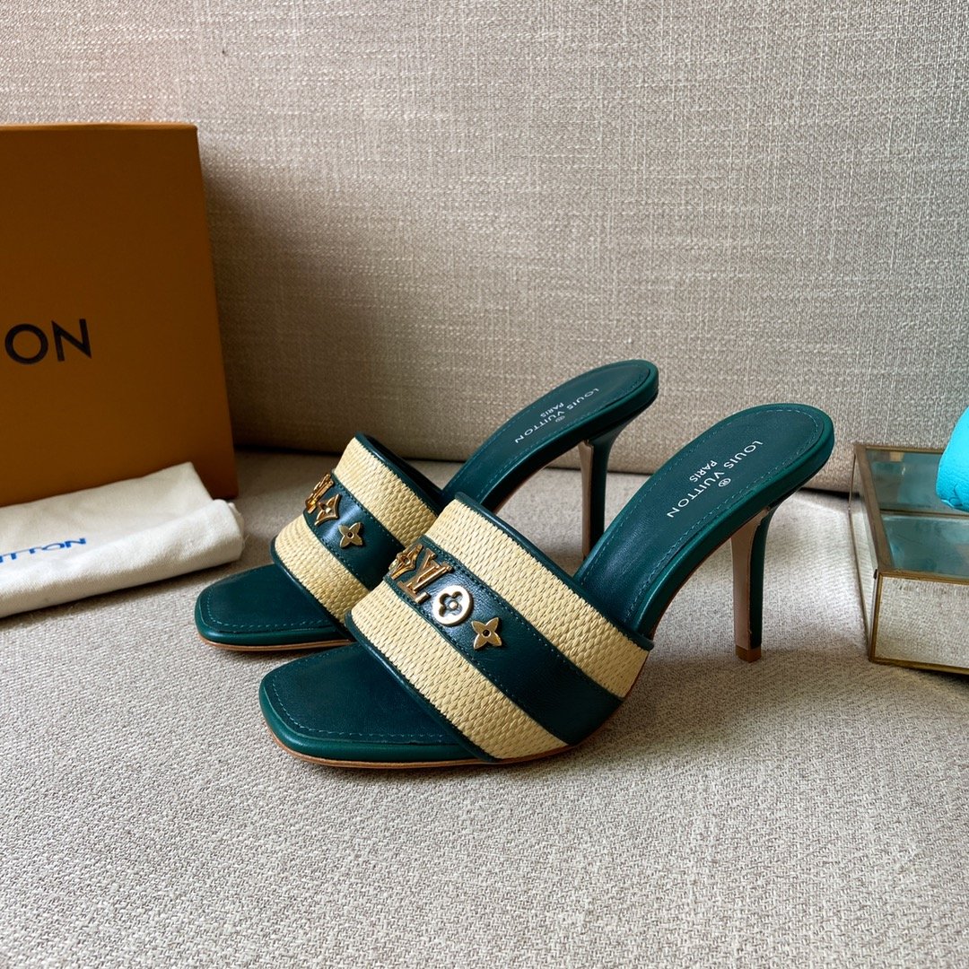 (1:1 replica) Louis Vuitton Women s Lock It Mule Green For Women LV 3.7in/9.5cm