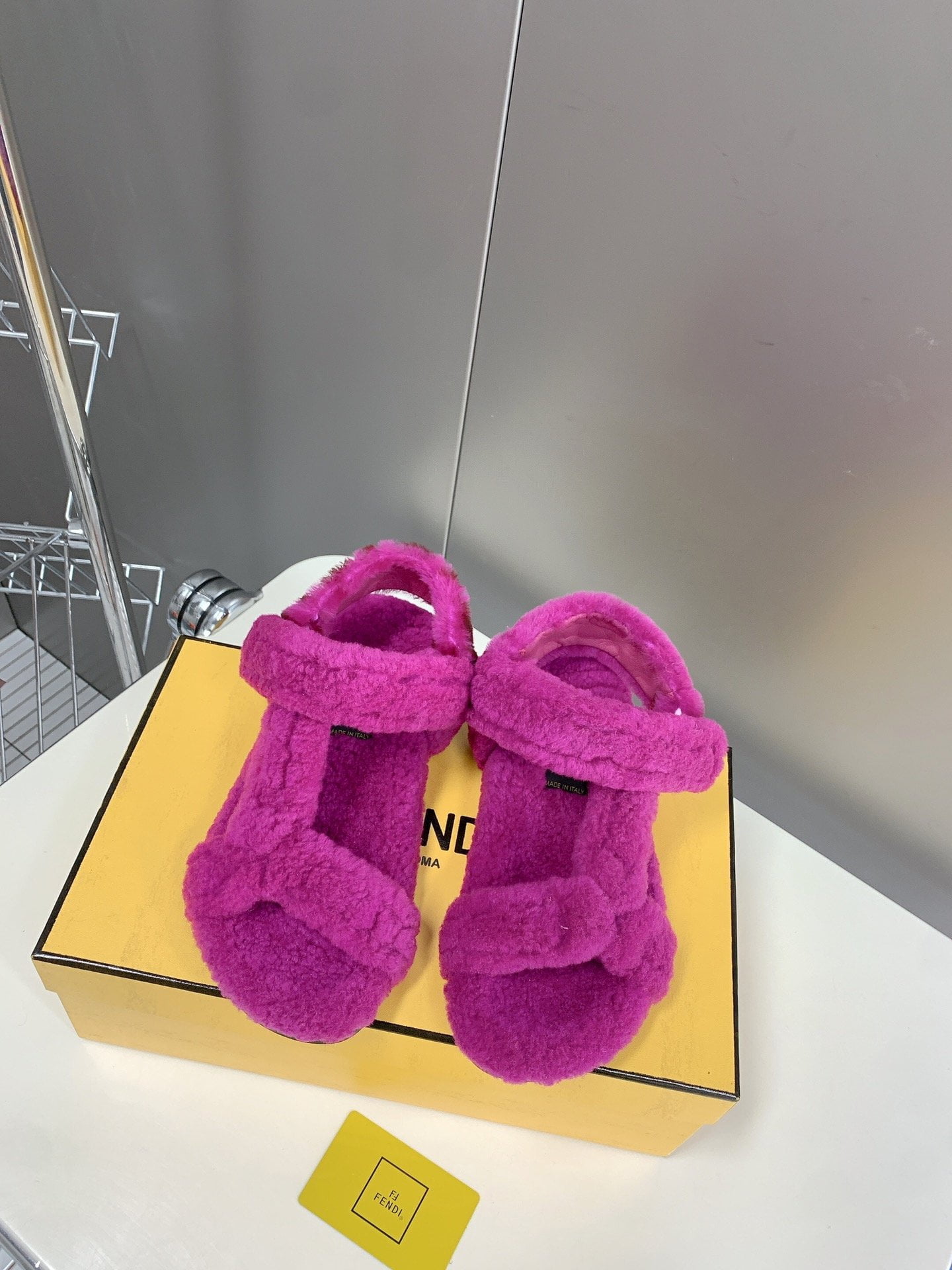(1:1 replica) Fendi First Shearling Sandal Pink For Women