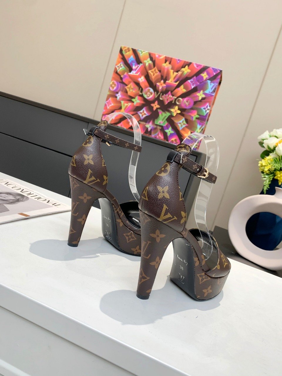 (1:1 replica) Louis Vuitton Women s Afterglow Platform Sandal Brown For Women LV