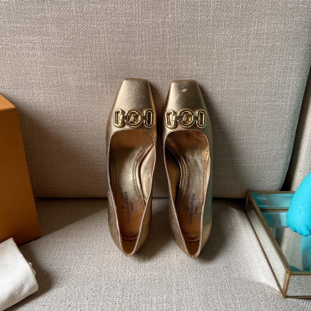(1:1 replica) Louis Vuitton Women s Rotary Pump Gold For Women LV