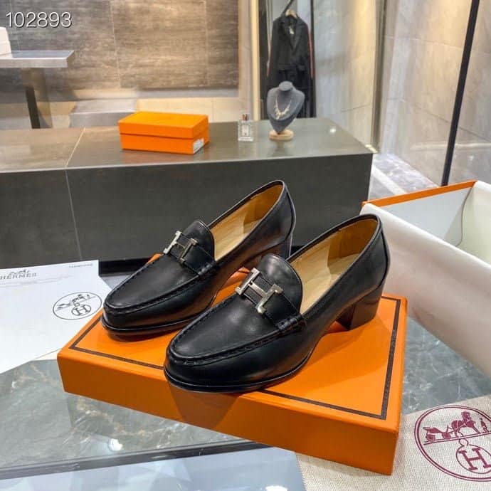 (1:1 replica) Hermes Dauphine 70 Loafer Black For Women, Women s Shoes H212091Z 02350