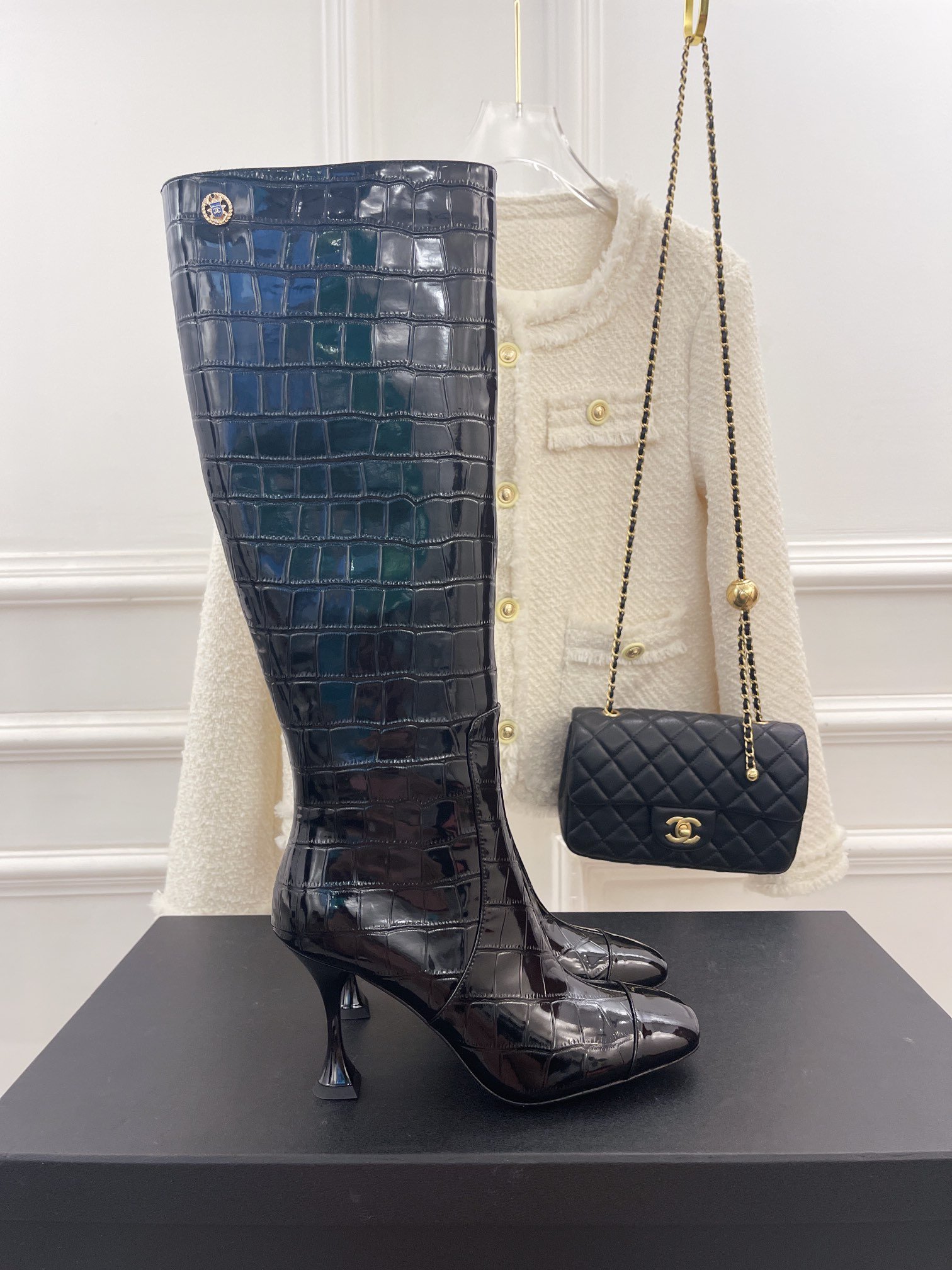 (1:1 replica) Chanel Women s High Boot Black For Women 20.1in/51cm
