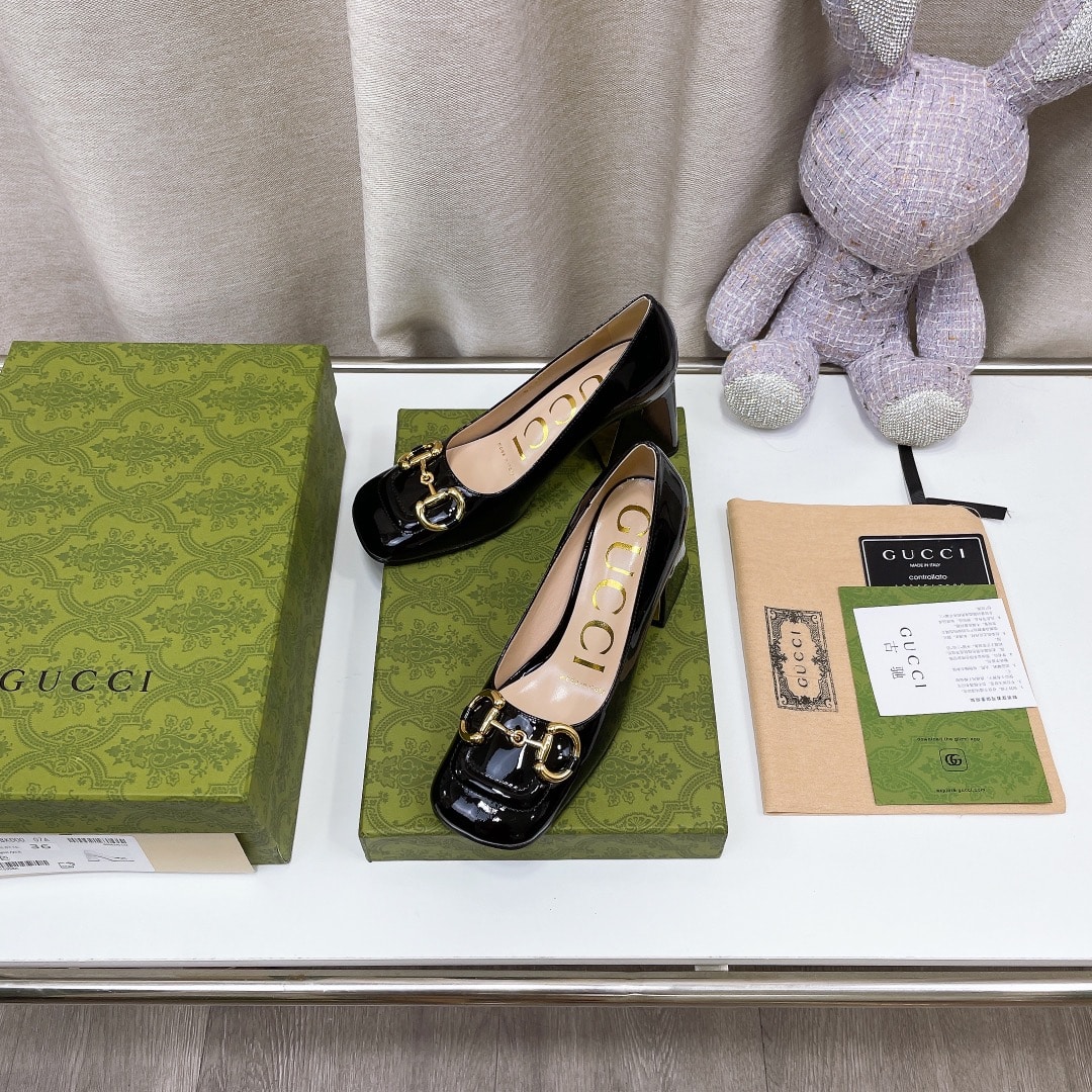 (1:1 replica) Gucci Women s Mid-Heel Ballet Flat With Horsebit Black For Women GG