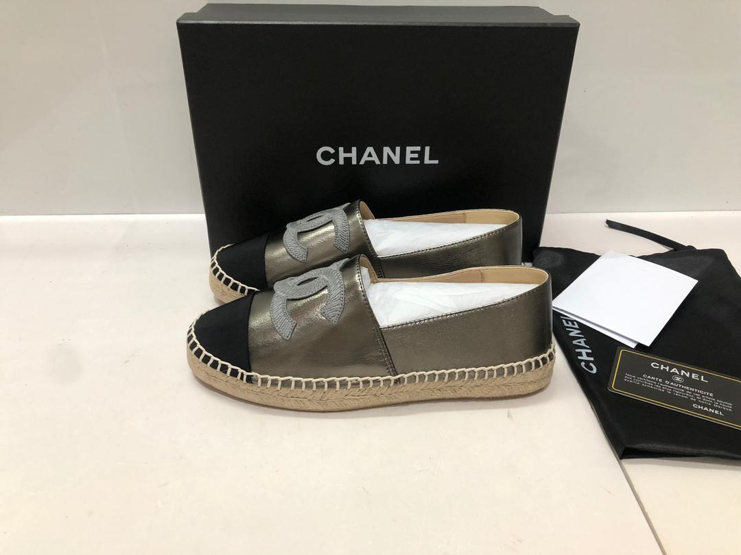 (1:1 replica) Chanel Espadrilles Metallic Grey For Women, Women s Shoes G29762