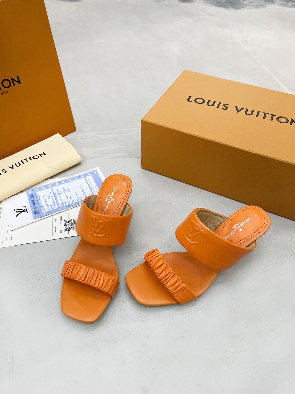 (1:1 replica) Louis Vuitton Women s Drapy Mule Orange For Women LV