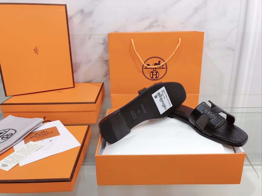 (1:1 replica) Hermes Oran Sandal Black For Women, Women s Shoes