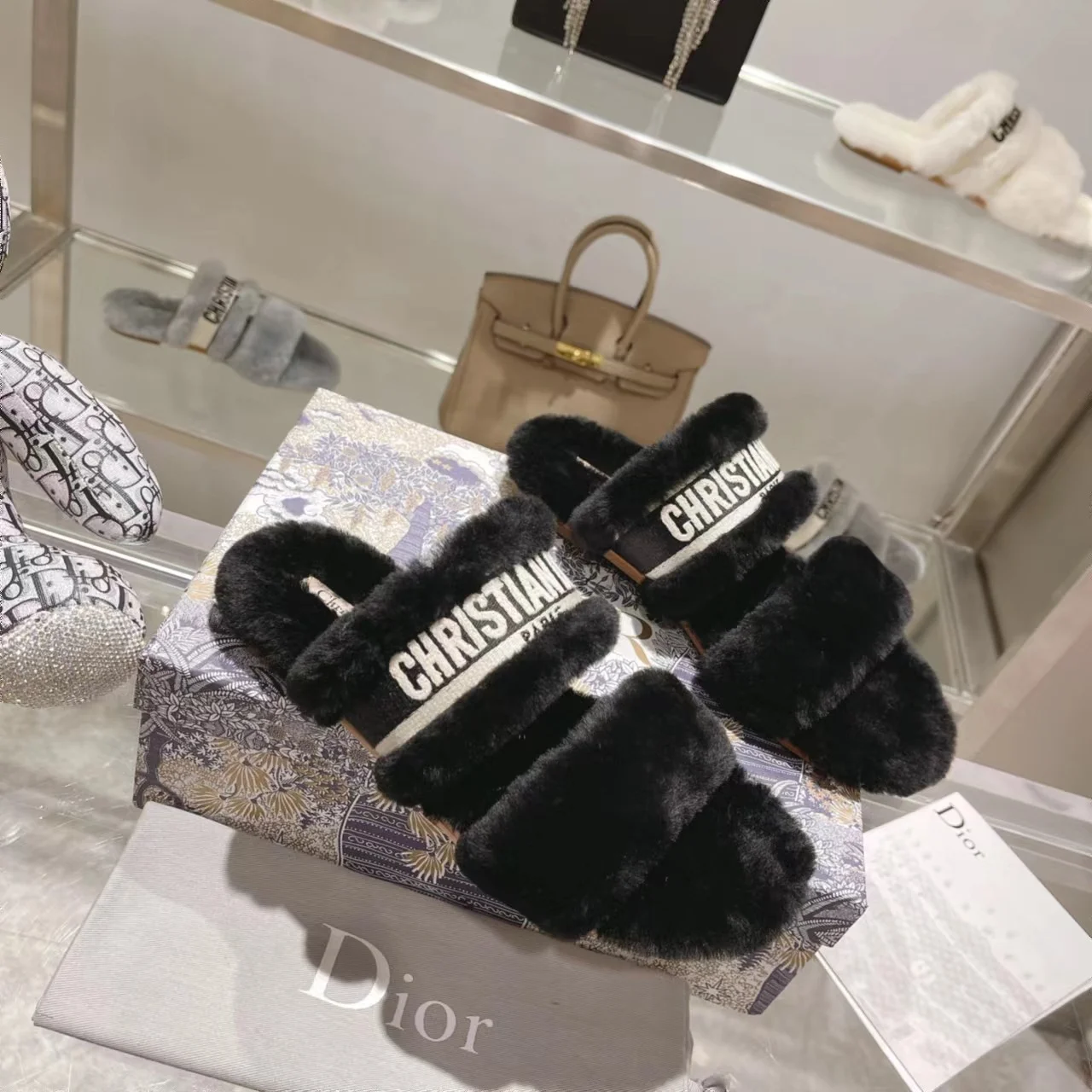 (1:1 replica) Christian Dior Women s Dior Chez Moi Slide Black For Women CD KDQ734ESK_S11X