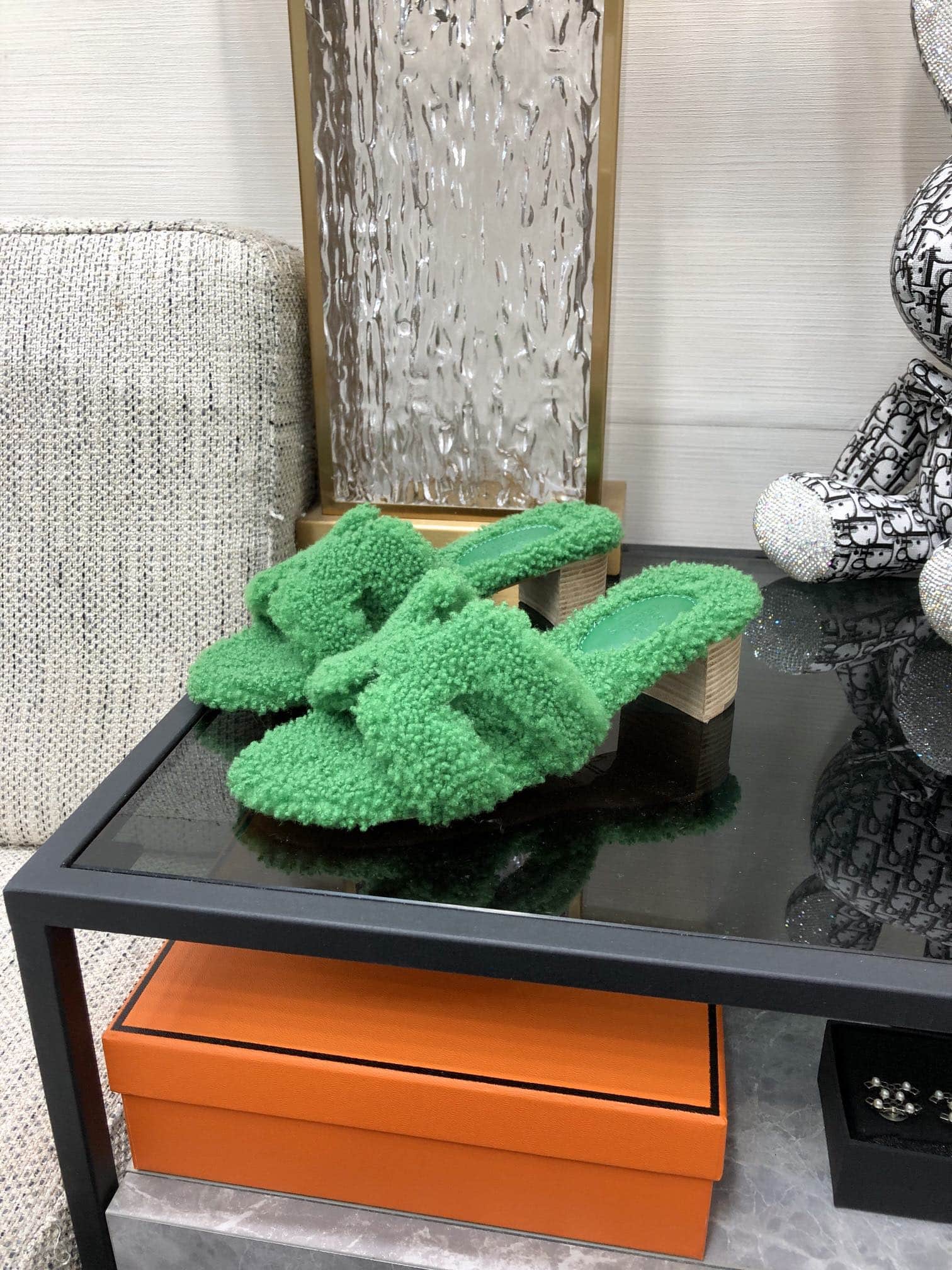 (1:1 replica) Hermes Oasis Sandal Green For Women 1.97in/5cm