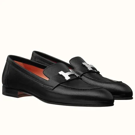(1:1 replica) Hermes Women s Paris Loafers In Black Goatskin HM085