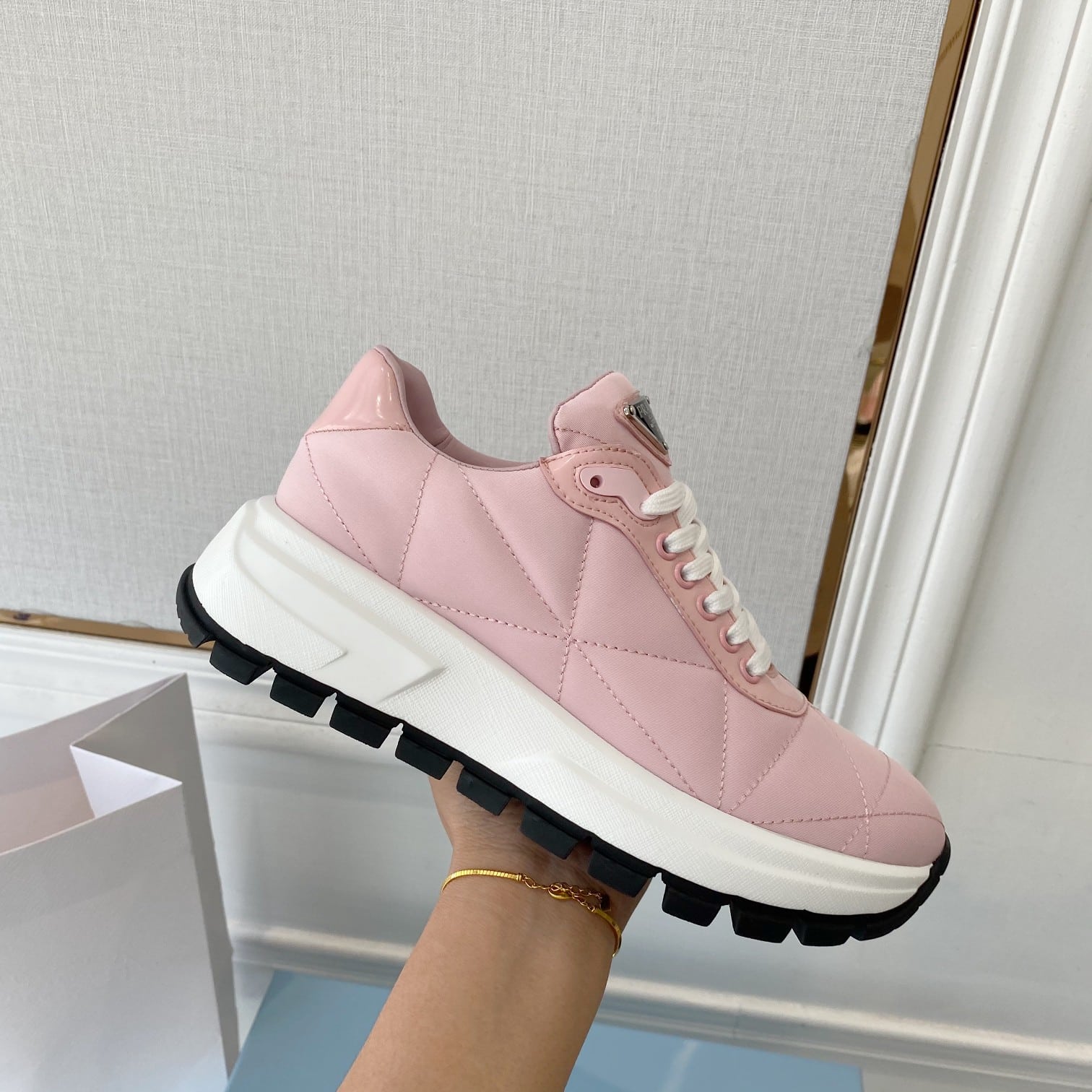 (1:1 replica) Prada Prax 01 Nylon Sneakers Pink For Women PRD