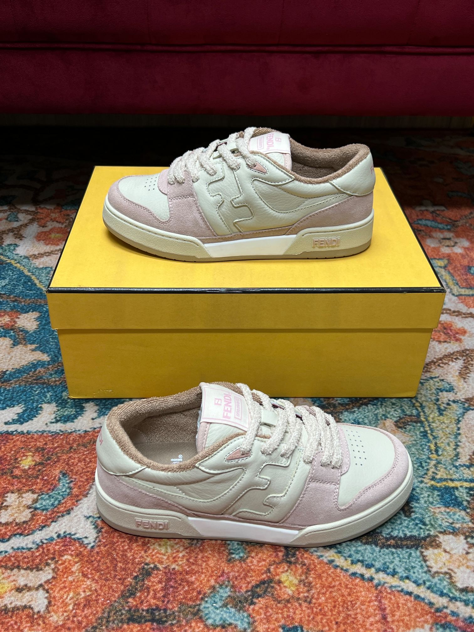 (1:1 replica) Fendi Match Low Tops In Pink For Women 8E8252AHH2F1FHT