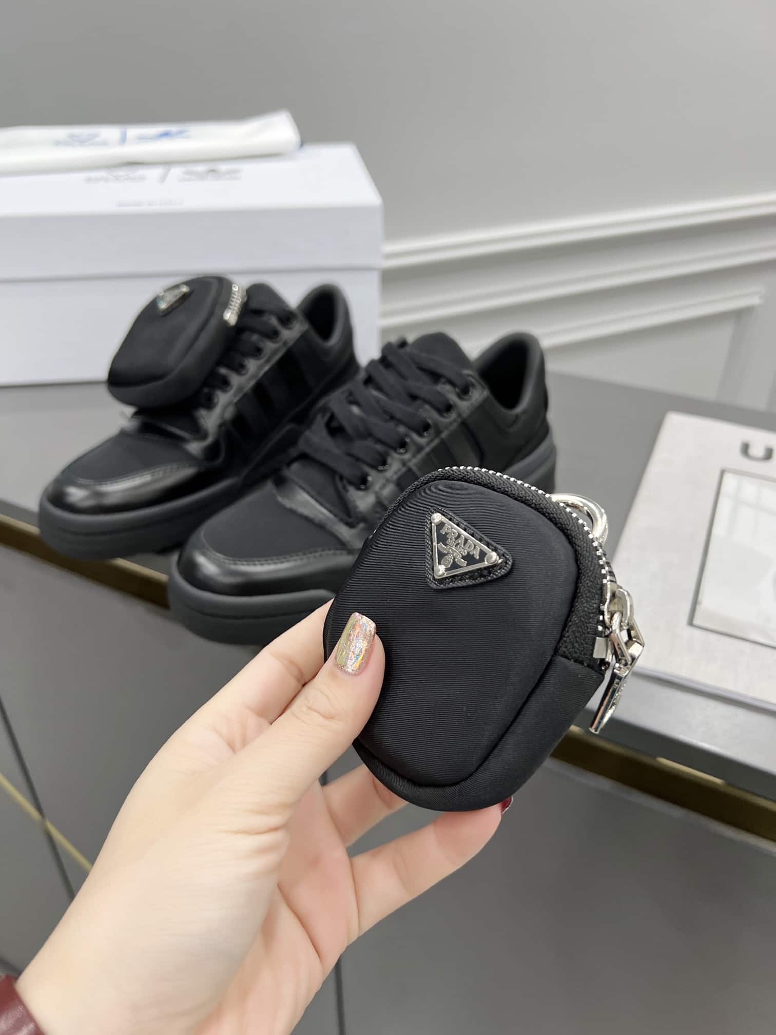 (1:1 replica) Prada Adidas For Prada Re-Nylon Forum Sneakers Black For Women 1.6in/40mm PRD 2EG390_3LJX_F0557