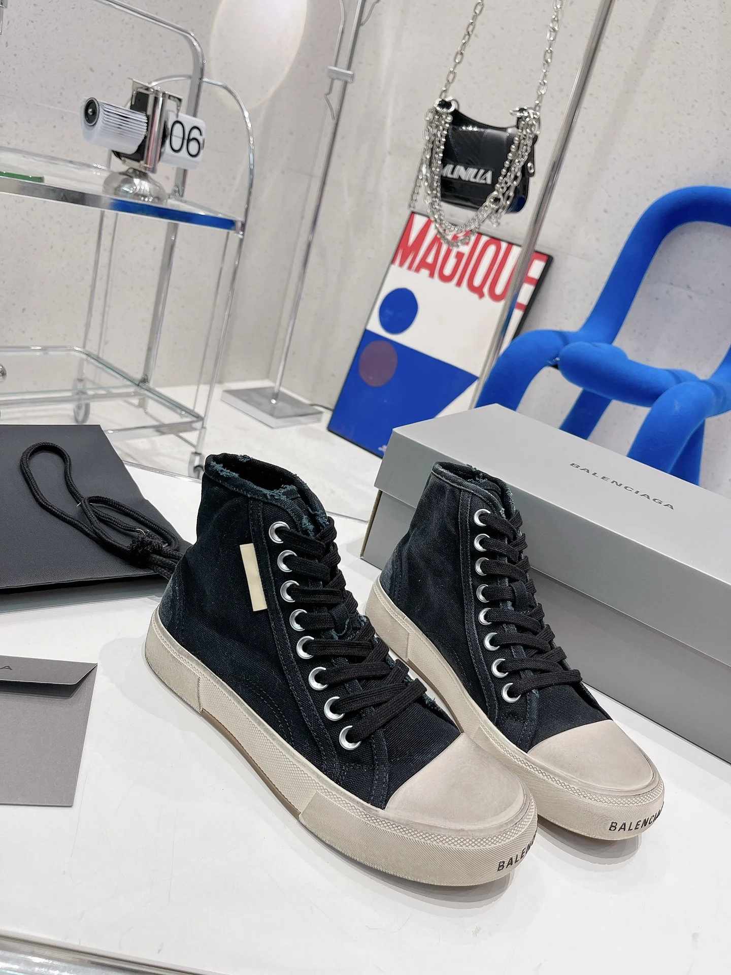 (1:1 replica) Balenciaga Paris High Top Trainers Black For Women