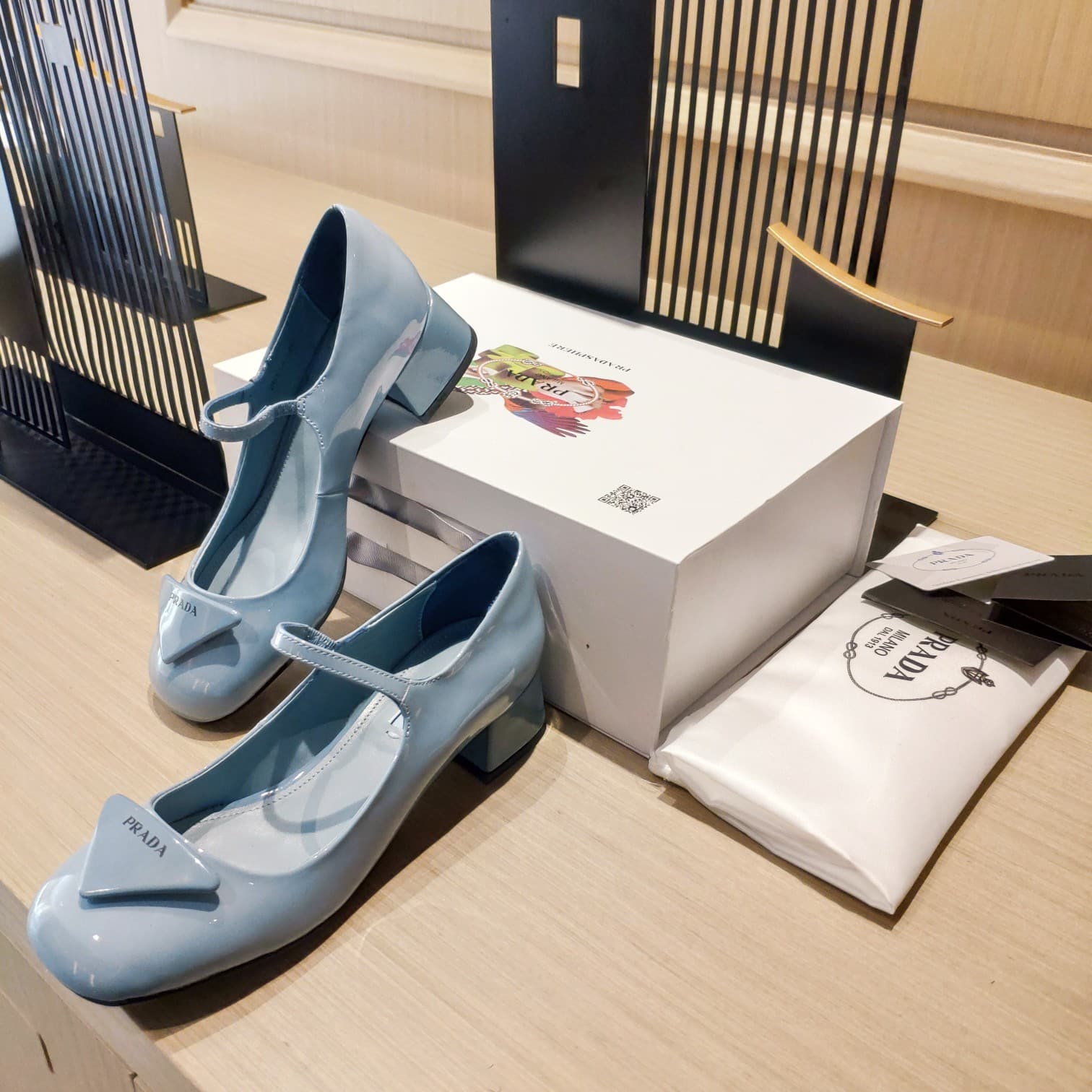(1:1 replica) Prada Patent Pumps Blue For Women 1.8in/45mm PRD