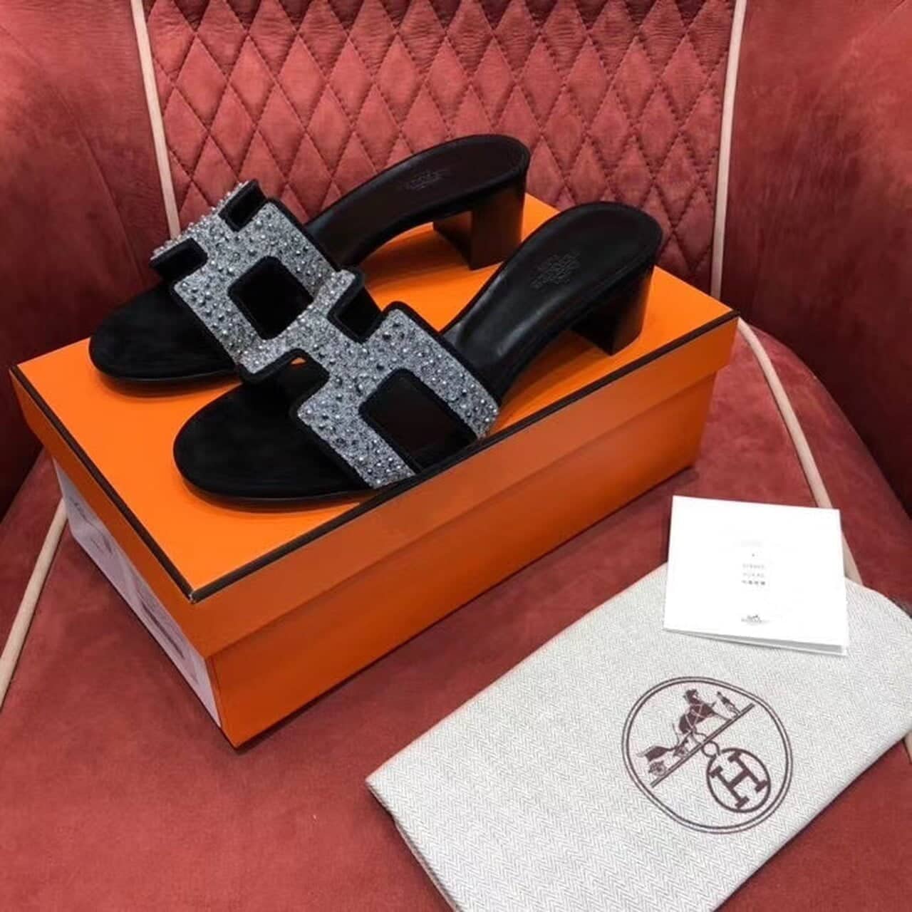 (1:1 replica) Hermes Oasis Sandal Black For Women, Women s Shoes H192001Z 52370