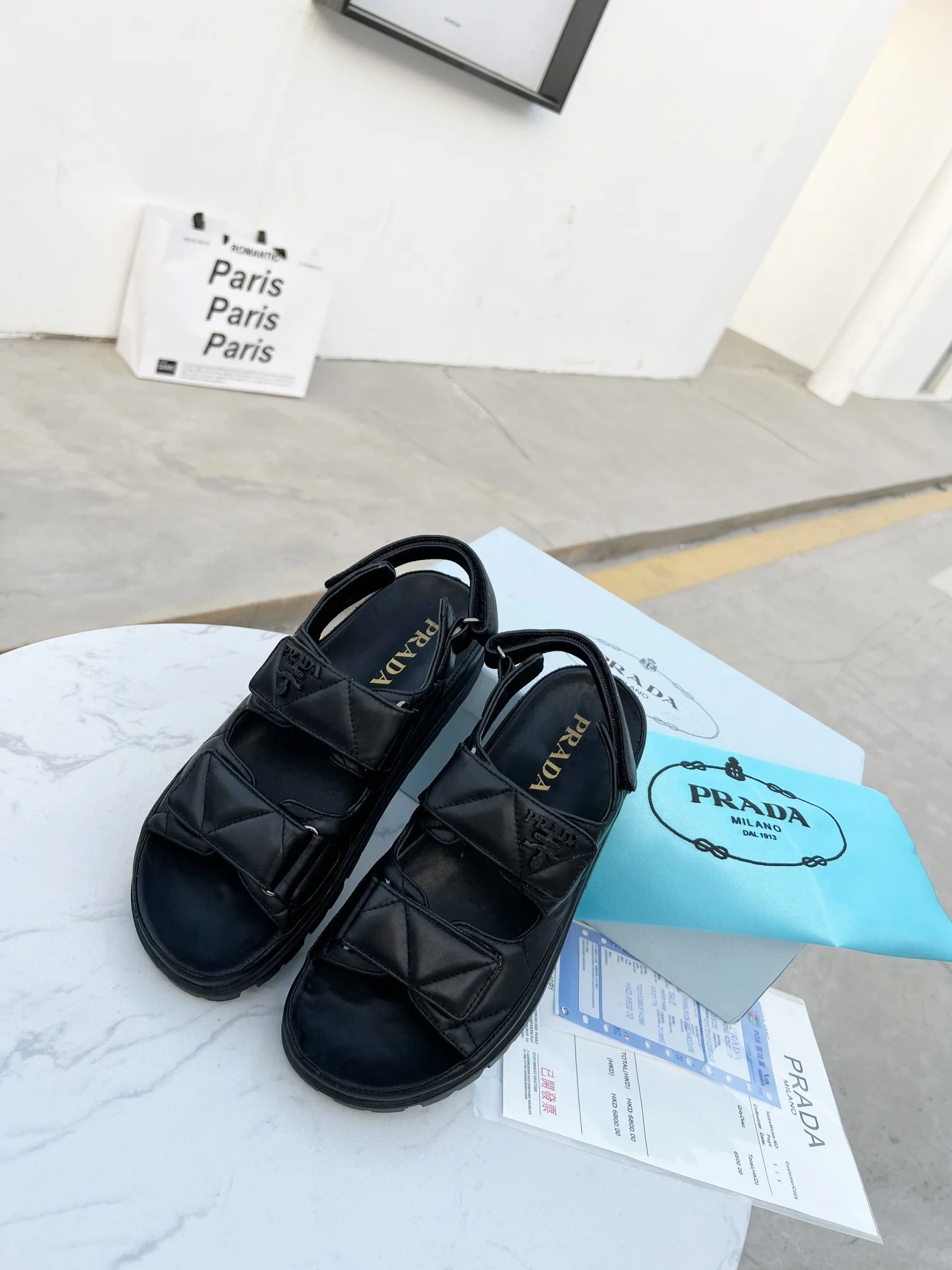 (1:1 replica) Prada Padded Nappa Sandals Black For Women 0.8in/20mm PRD 1X721M_038_F0002_F_020
