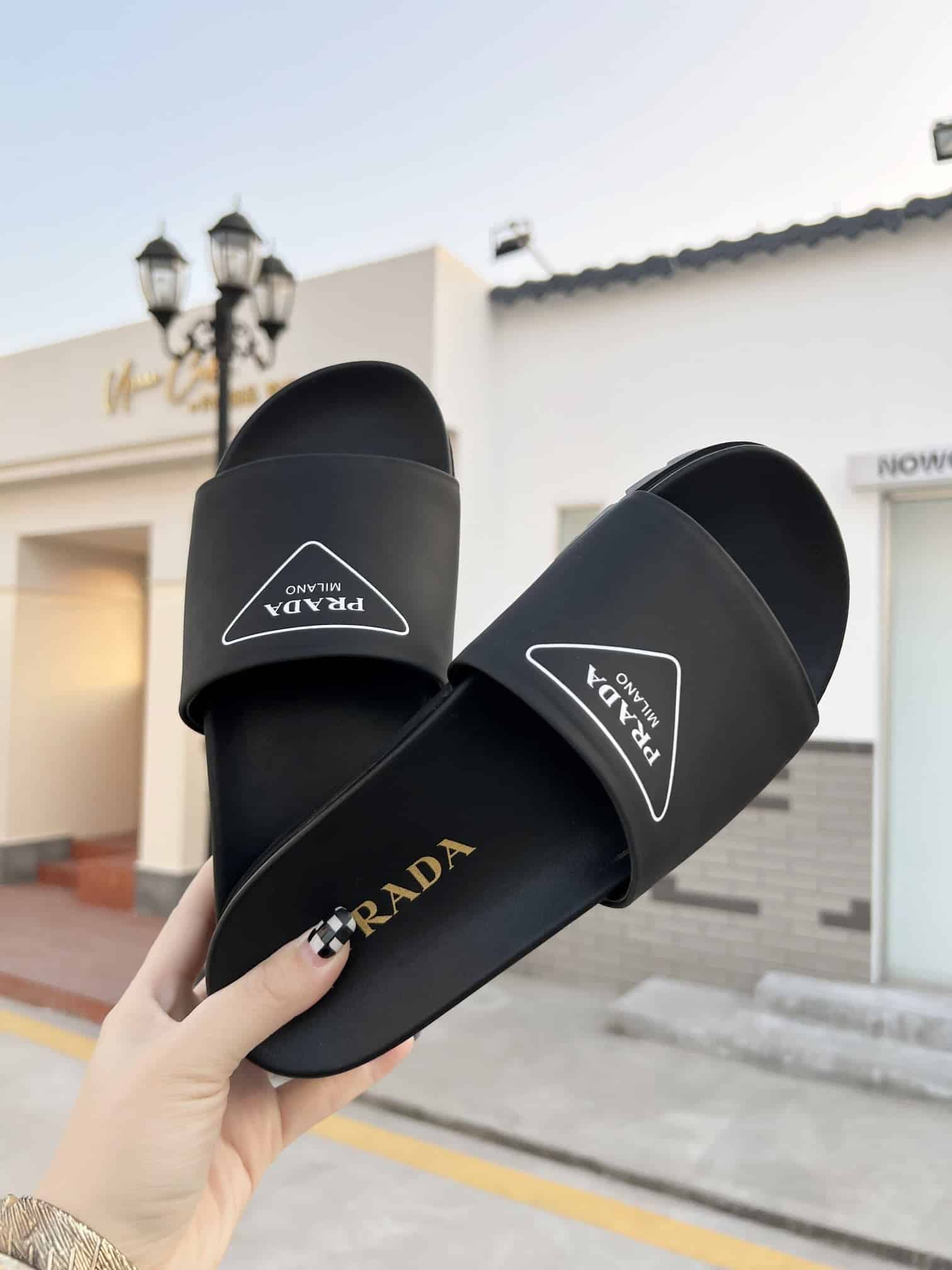 (1:1 replica) Prada Slide Sandals Black For Women 1.4in/35mm PRD 2X3060_A21_F0002