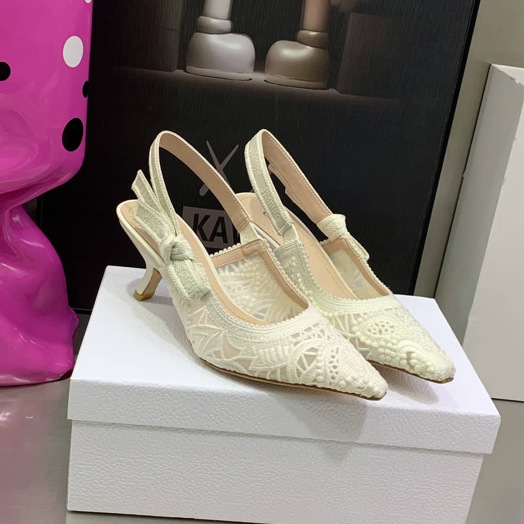 (1:1 replica) Christian Dior Women s J Adior Slingback Pump White For Women CD KCP944MCM_S03W