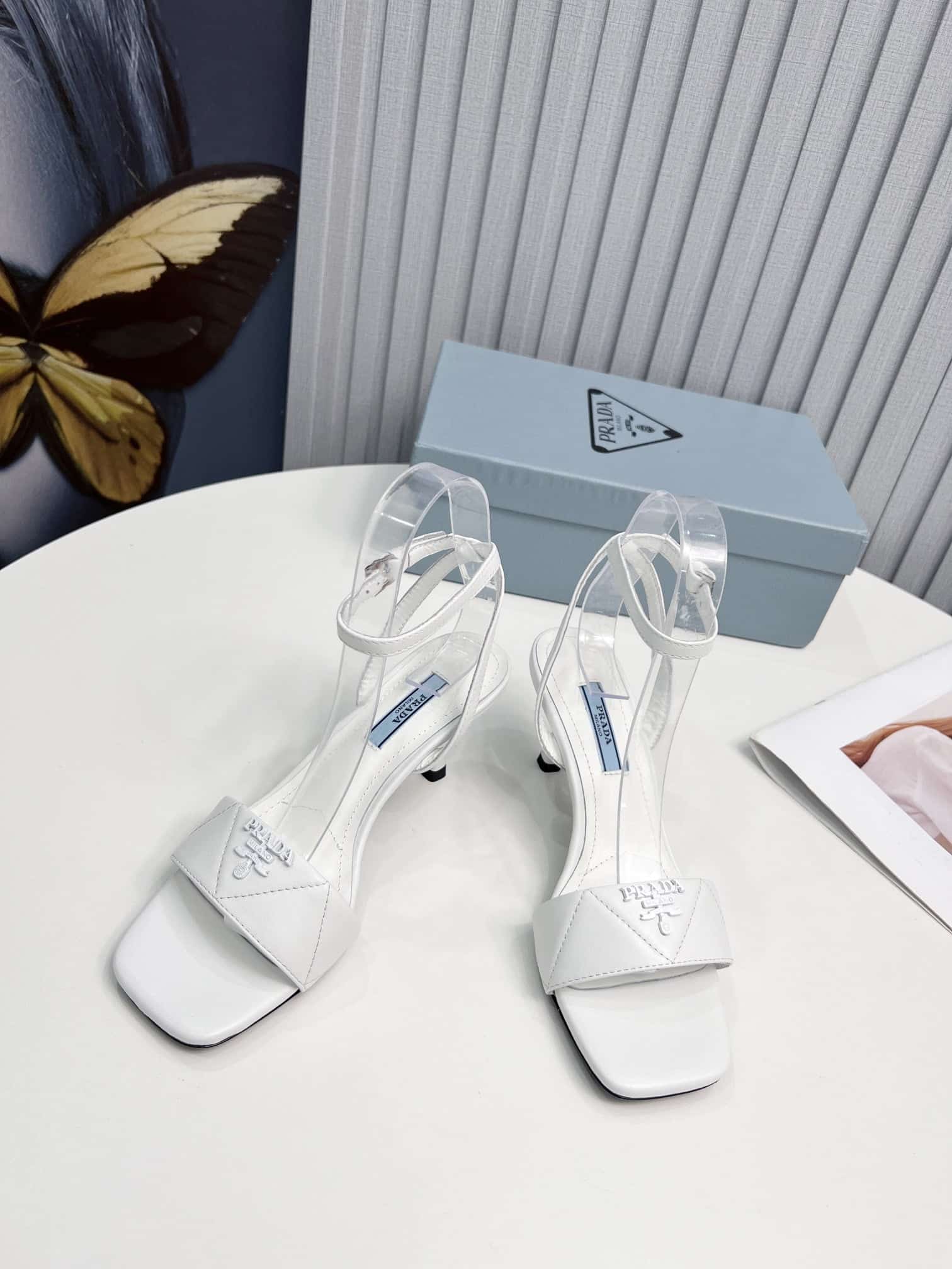 (1:1 replica) Prada Quilted Nappa Sandals White For Women 2.6in/65mm PRD