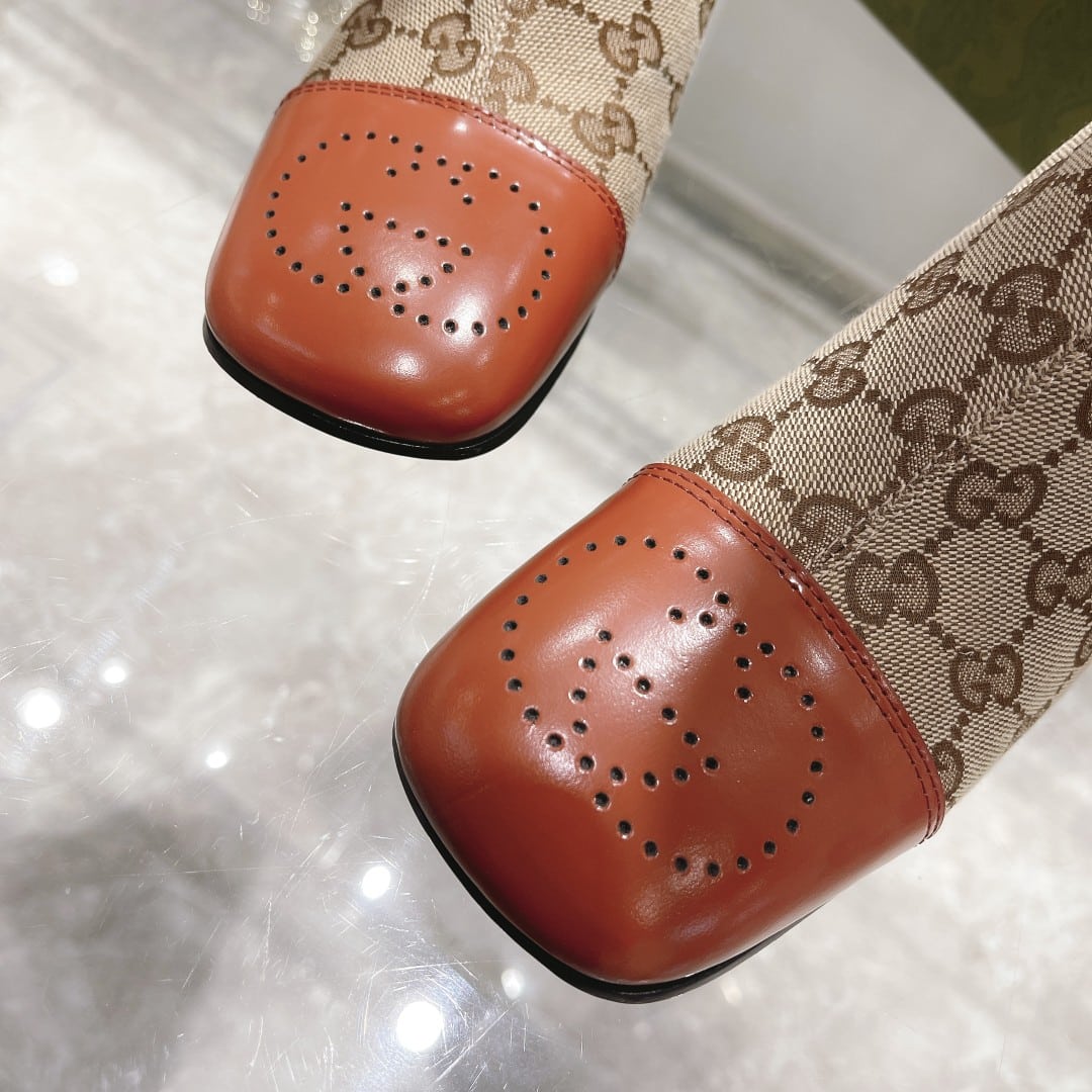 (1:1 replica) Gucci Women s GG Knee-High Boot Beige For Women GG 678278 HVKL0 9786