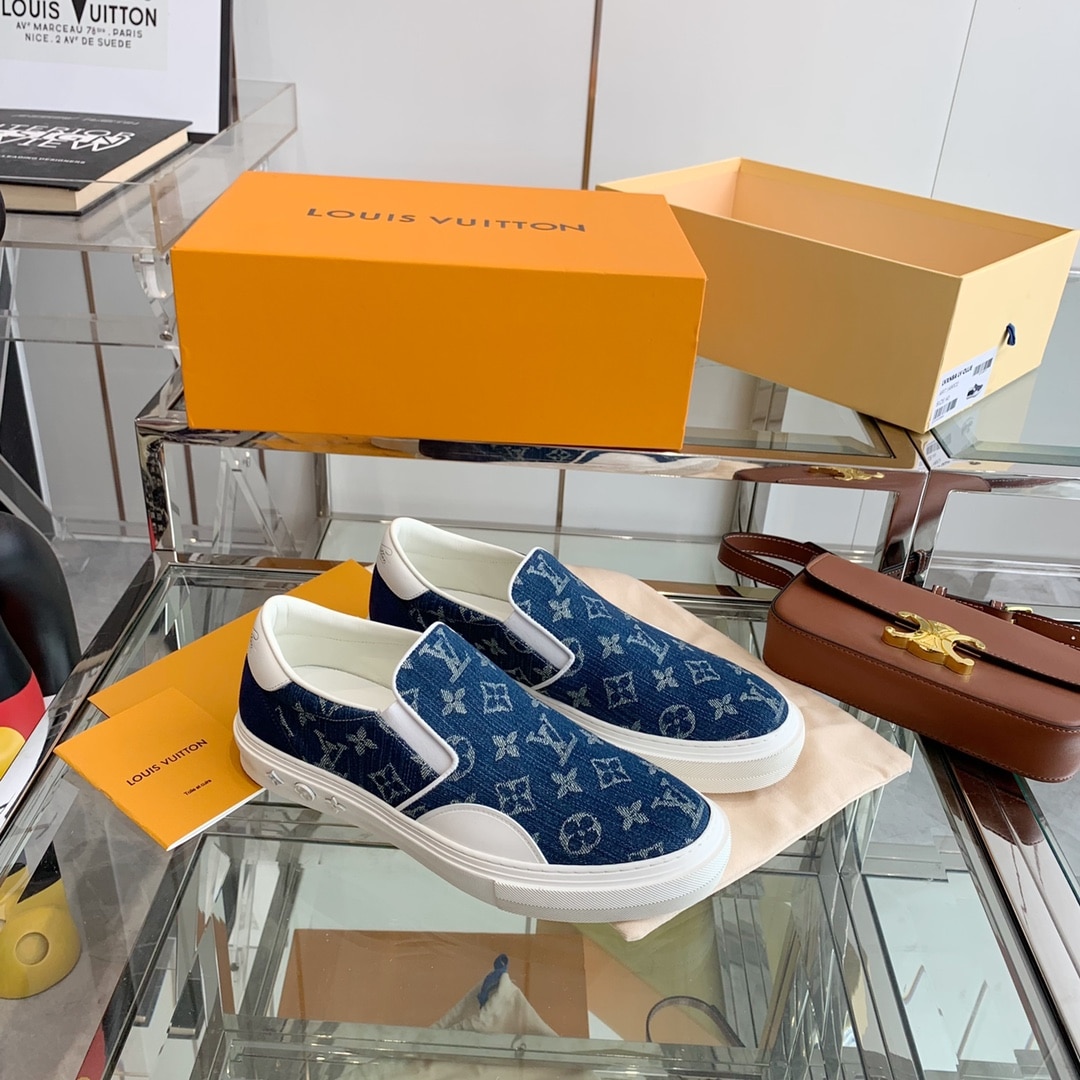 (1:1 replica) Louis Vuitton Women s Trocadero Slip On Light Blue For Women LV