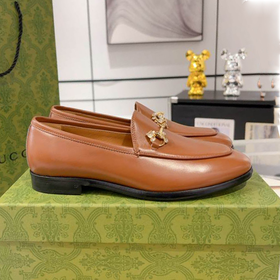 (1:1 replica) Gucci Jordaan Brown Loafer GL068