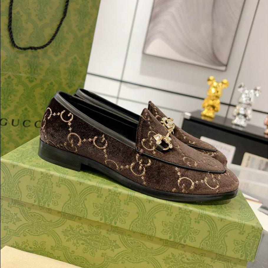 (1:1 replica) Gucci Horsebit Brown Velvet Loafer GL060