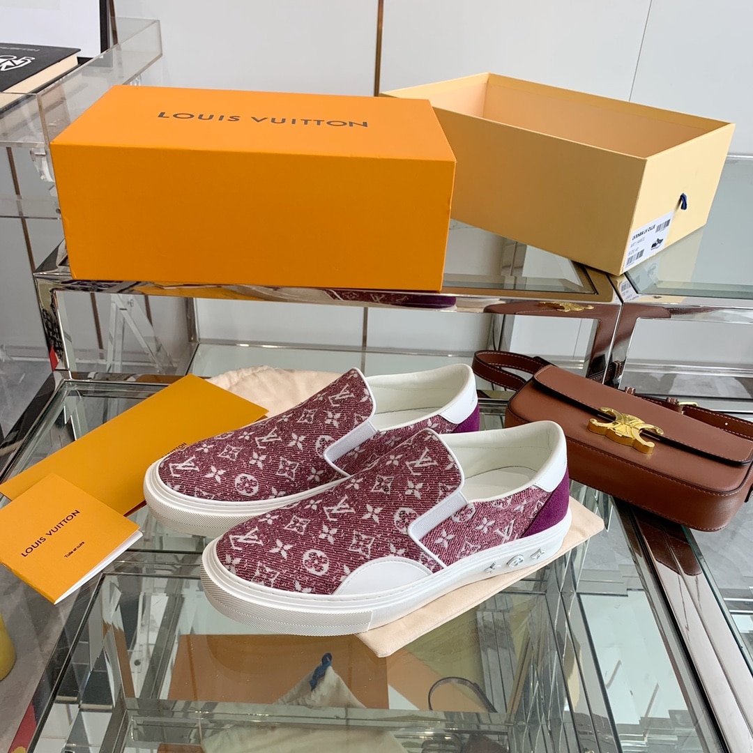 (1:1 replica) Louis Vuitton Women s Trocadero Slip On Red For Women LV