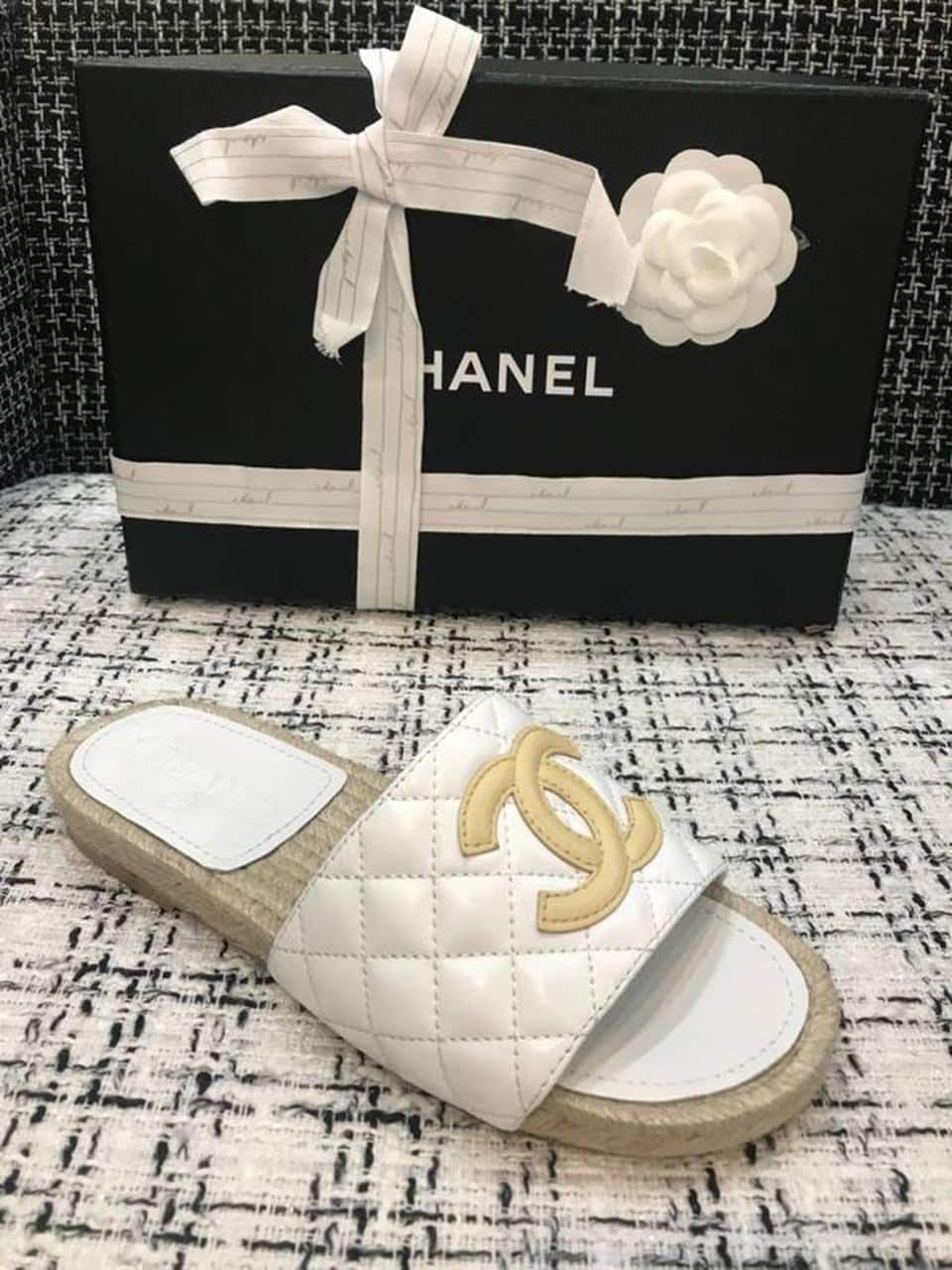 (1:1 replica) Chanel Espadrilles White/Beige For Women, Women s Shoes G35604
