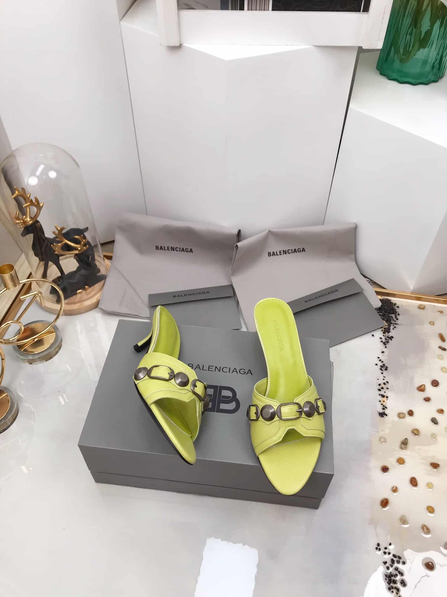 (1:1 replica) Balenciaga Cagole Sandal Light Yellow For Women