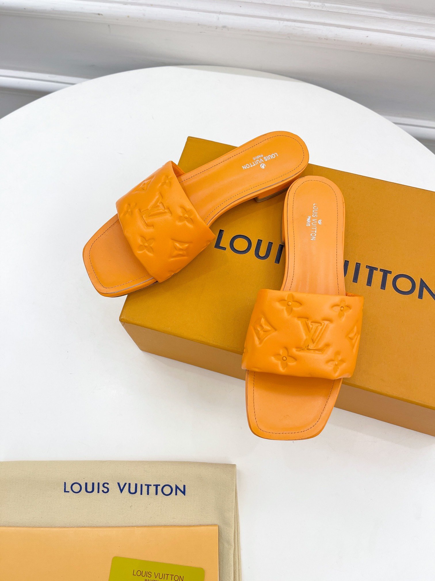 (1:1 replica) Louis Vuitton Women s Revival Flat Mule Orange For Women LV