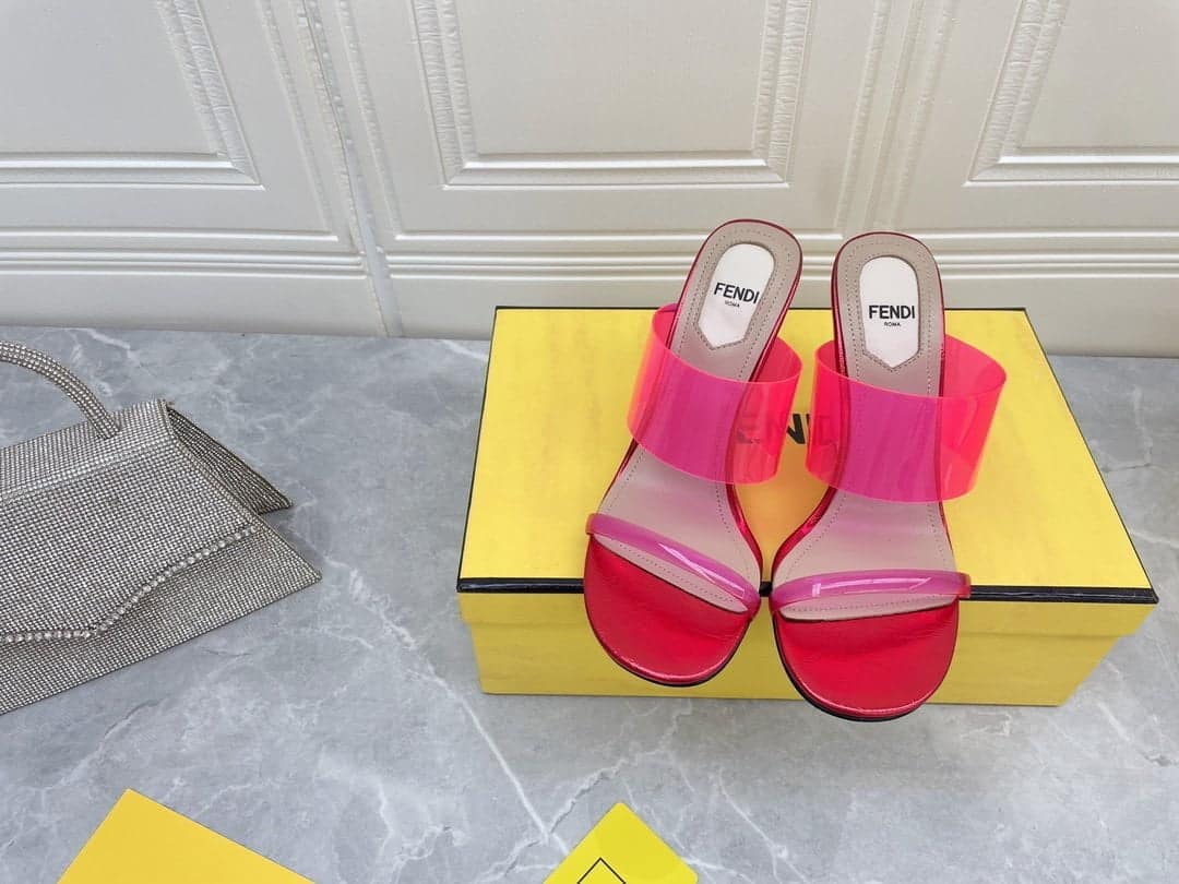 (1:1 replica) Fendi First Pink Transparent High-Heeled Sandals For Women