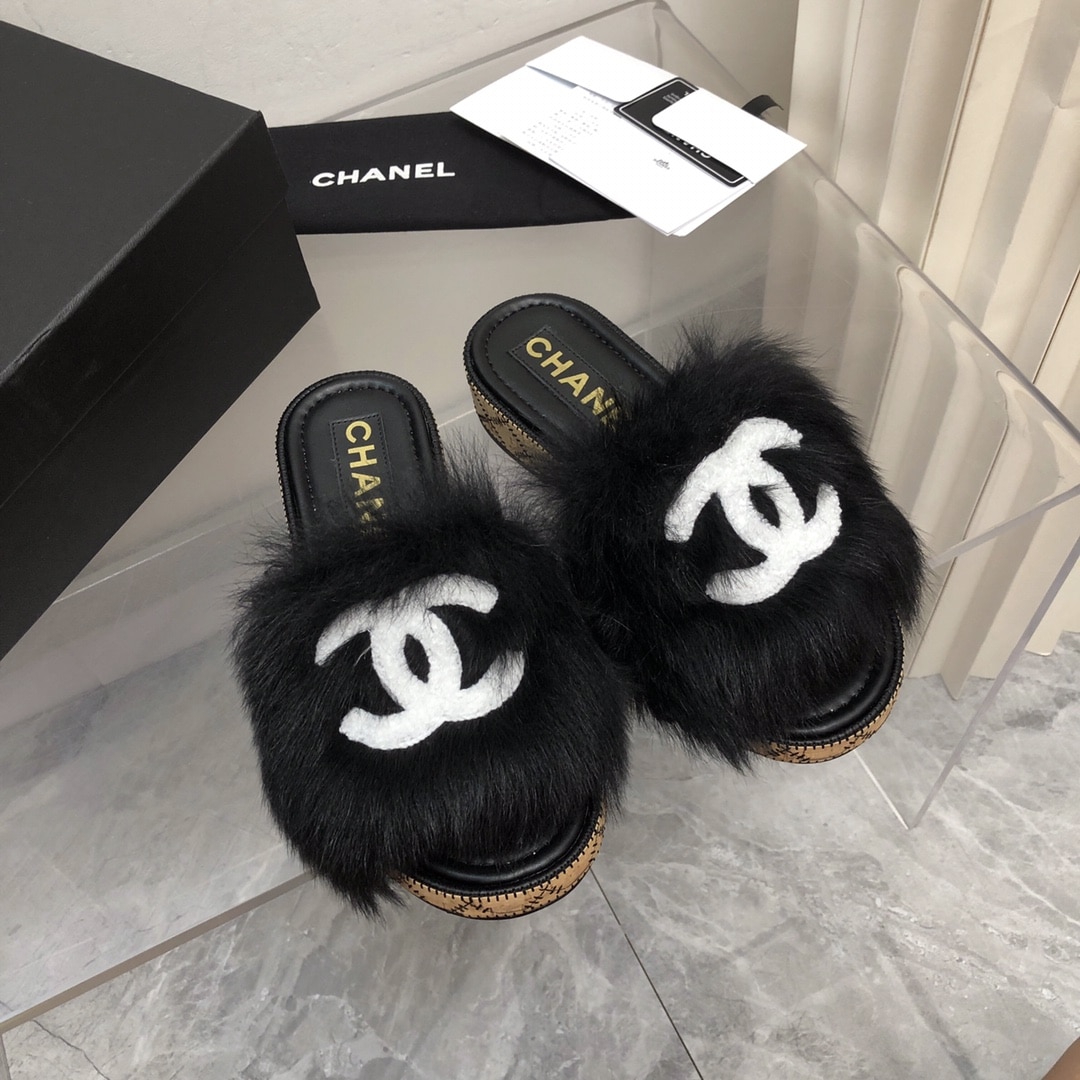 (1:1 replica) Chanel Women s Mules Black For Women 1.4in/3.5cm G39357 X56716 K4791