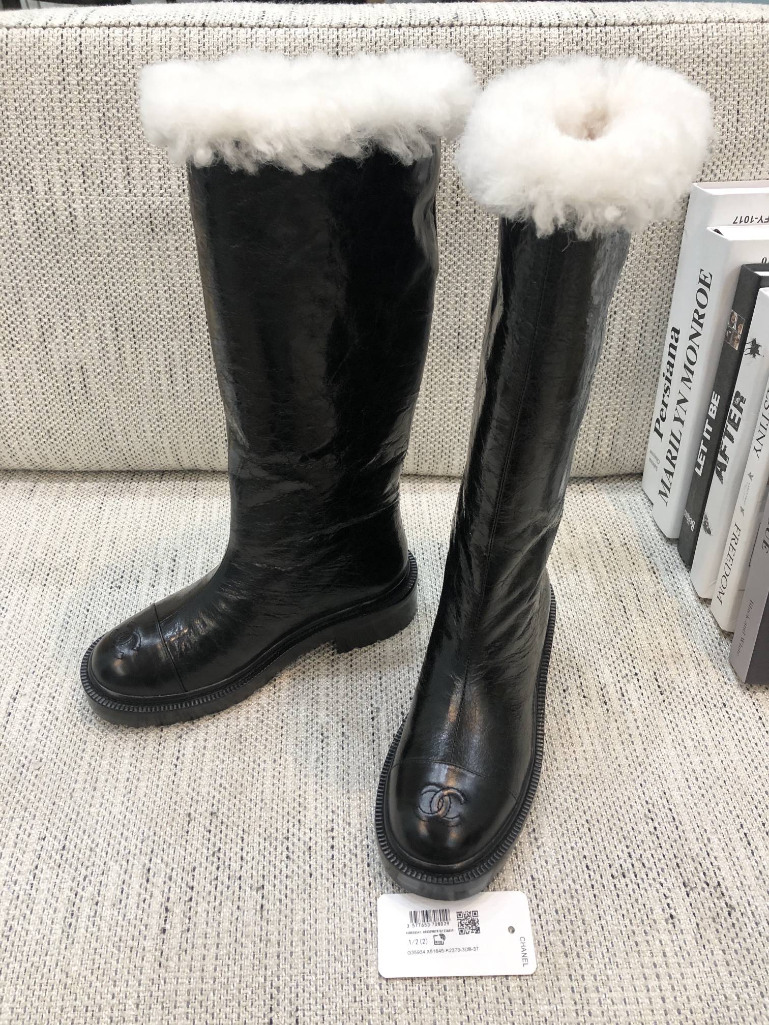 (1:1 replica) Chanel Women s Coco Snow Boot Black For Women 17.7in/45cm