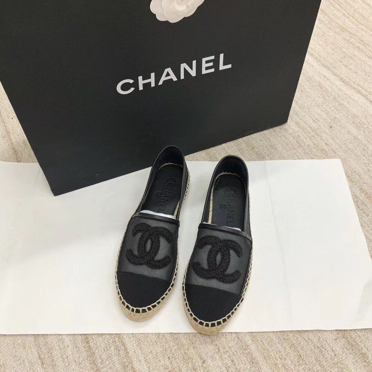 (1:1 replica) Chanel Espadrilles Black For Women, Women s Shoes G29762