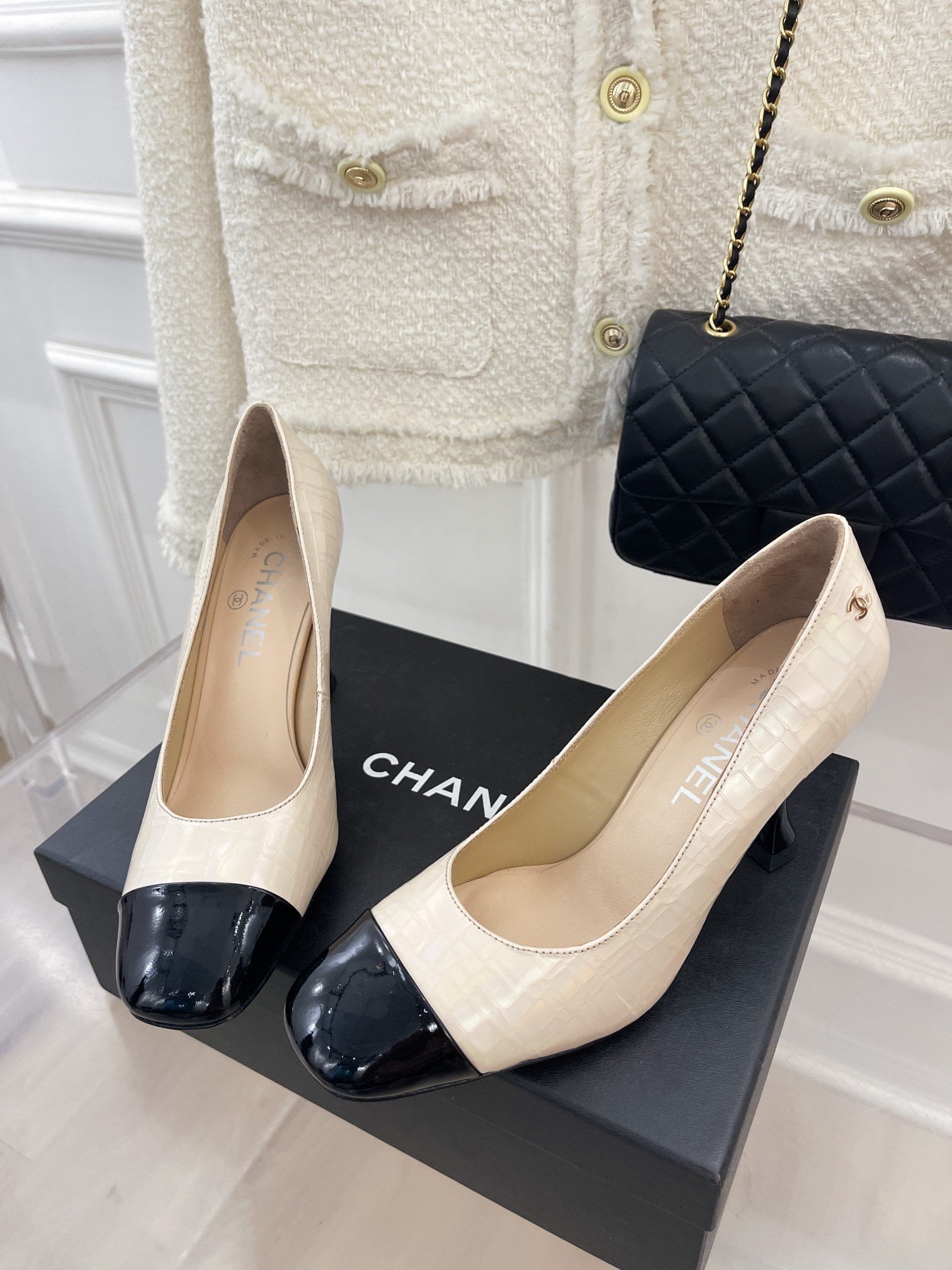 (1:1 replica) Chanel Women s Pump Grosgrain Beige For Women