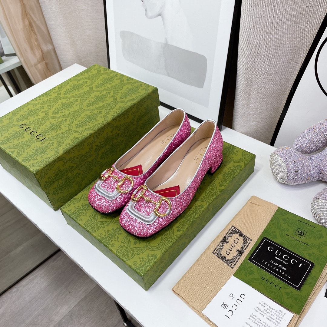 (1:1 replica) Gucci Lovelight Crystal Ballet Flat With Horsebit Silver For Women GG