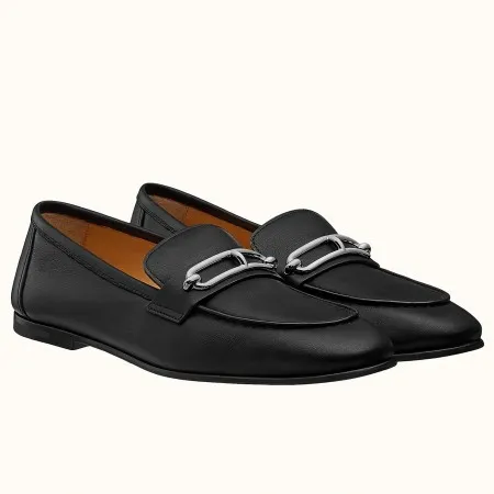 (1:1 replica) Hermes Men s Colette Loafers In Noir Calfskin HM045