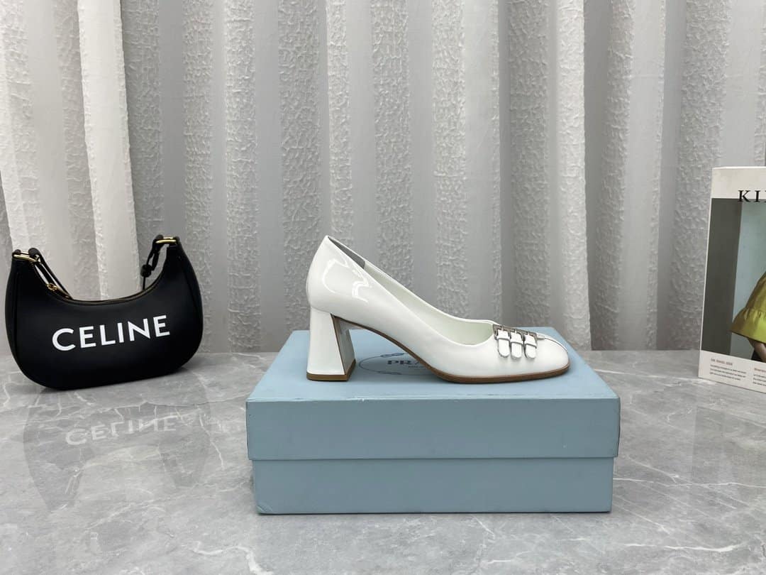 (1:1 replica) Prada Brushed Pumps White For Women 2.5in/65mm PRD