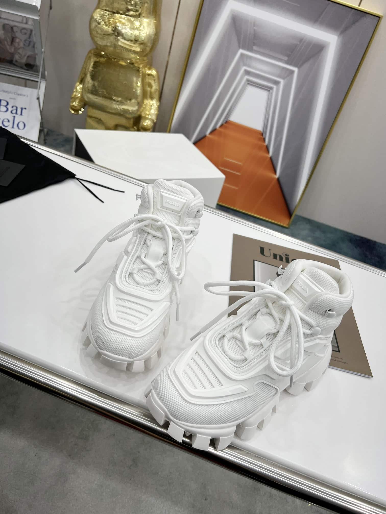 (1:1 replica) Prada Cloudbust Thunder High-Top Sneakers White For Women 1.9in/50mm PRD 2TG180_3KZU_F0009