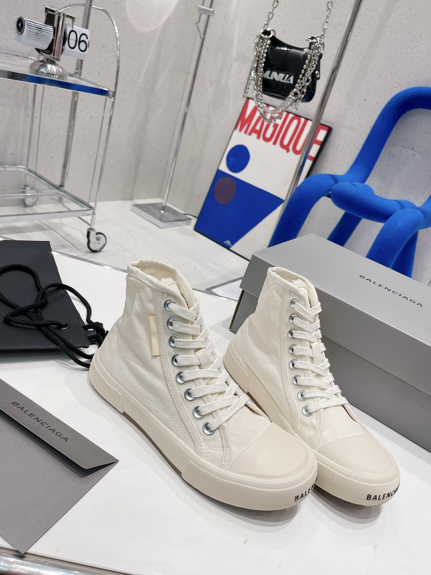 (1:1 replica) Balenciaga Paris High Top Trainers White For Women