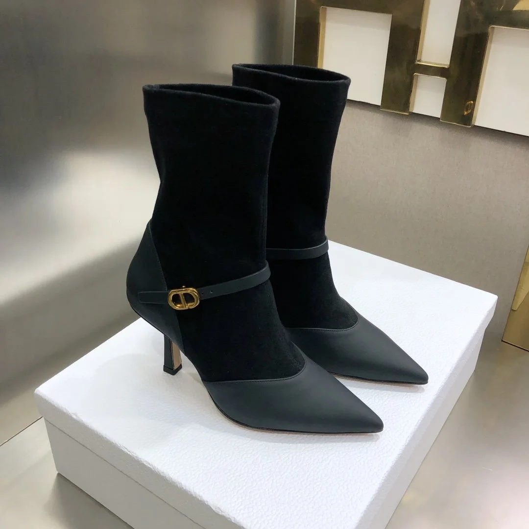 (1:1 replica) Christian Dior Attract Heeled Ankle Boot Black For Women CD