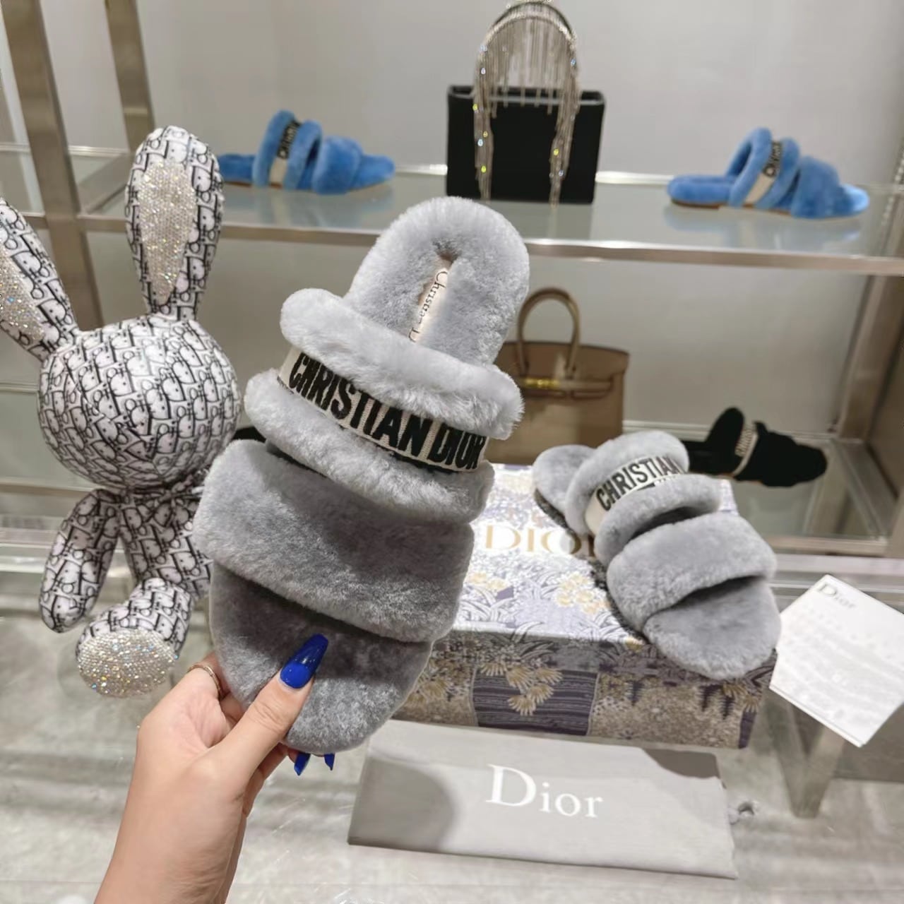 (1:1 replica) Christian Dior Women s Dior Chez Moi Slide Gray For Women CD