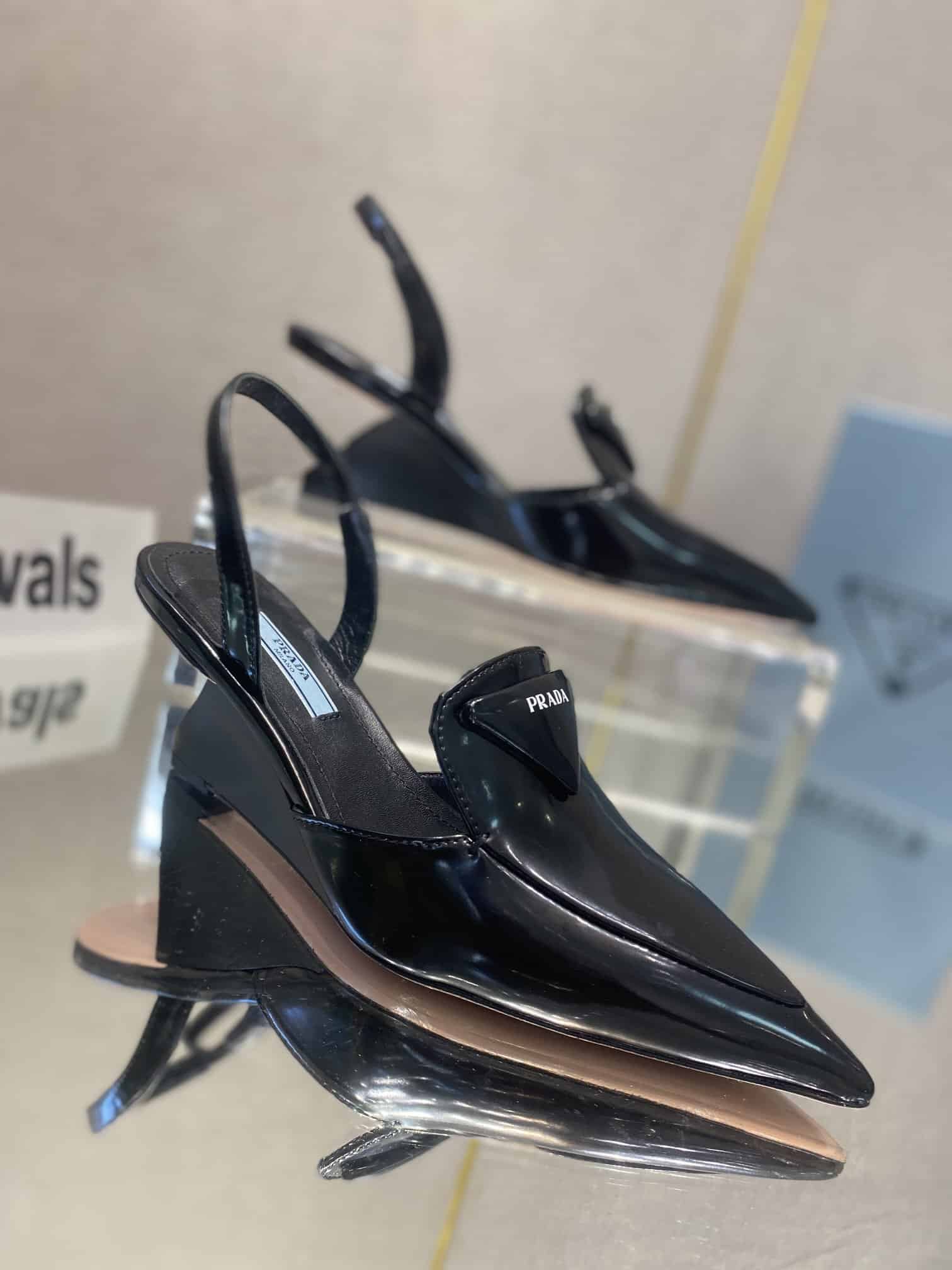 (1:1 replica) Prada Brushed Slingback Pumps Black For Women 2.6in/65mm PRD 1I885M_055_F0002_F_A065