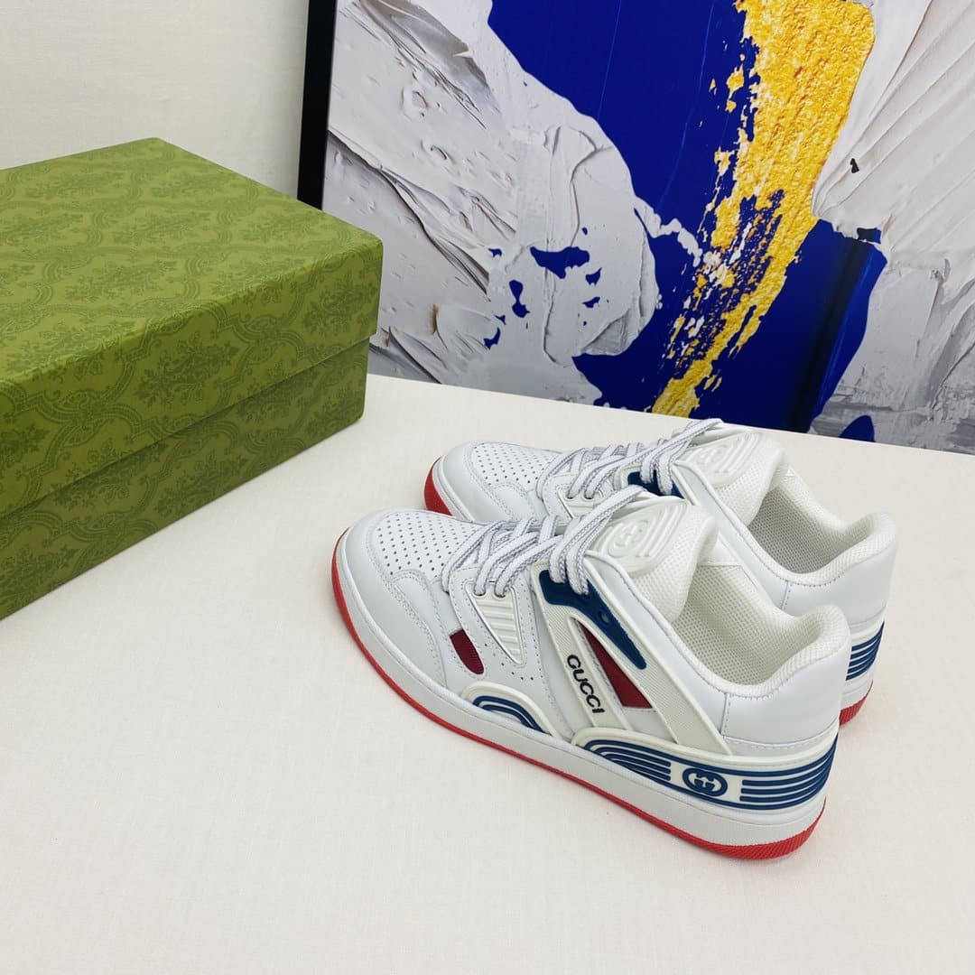 (1:1 replica) Gucci Women s Gucci Basket Sneaker By Fabrics White For Women GG